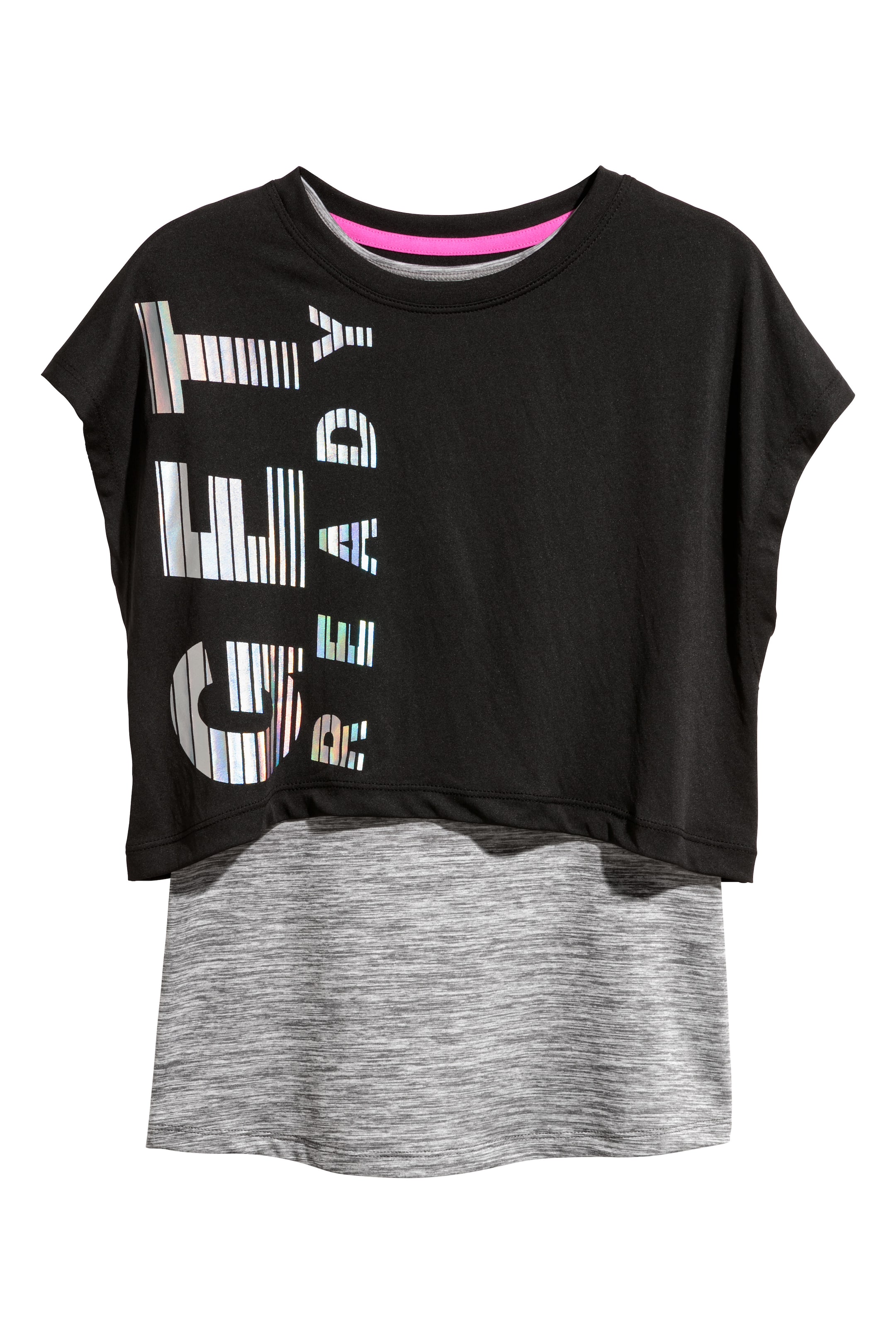 View larger image: Double-layered sports top - Black/Grey marl - Kids | H&M GB 1