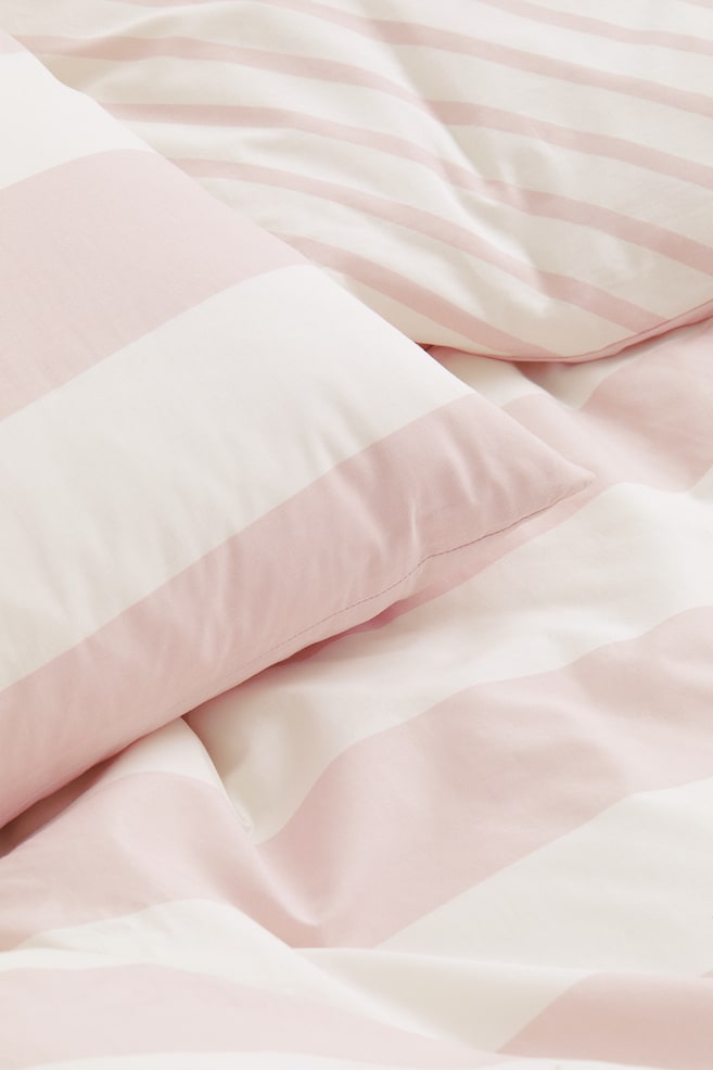 Enkelt sengesett - Lys rosa/Stripet - 3