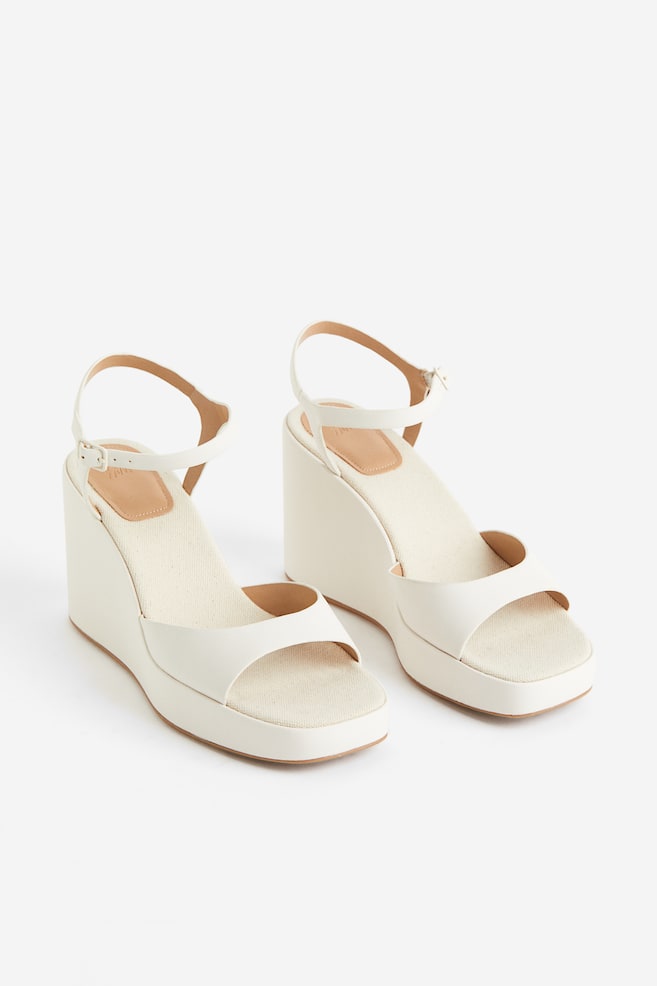 Wedge-heeled sandals - White/Black - 6