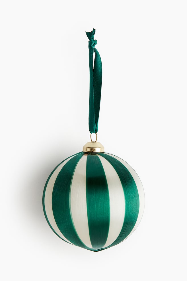 Pallina di Natale in filo di raso - Verde/righe/Nero/righe - 1