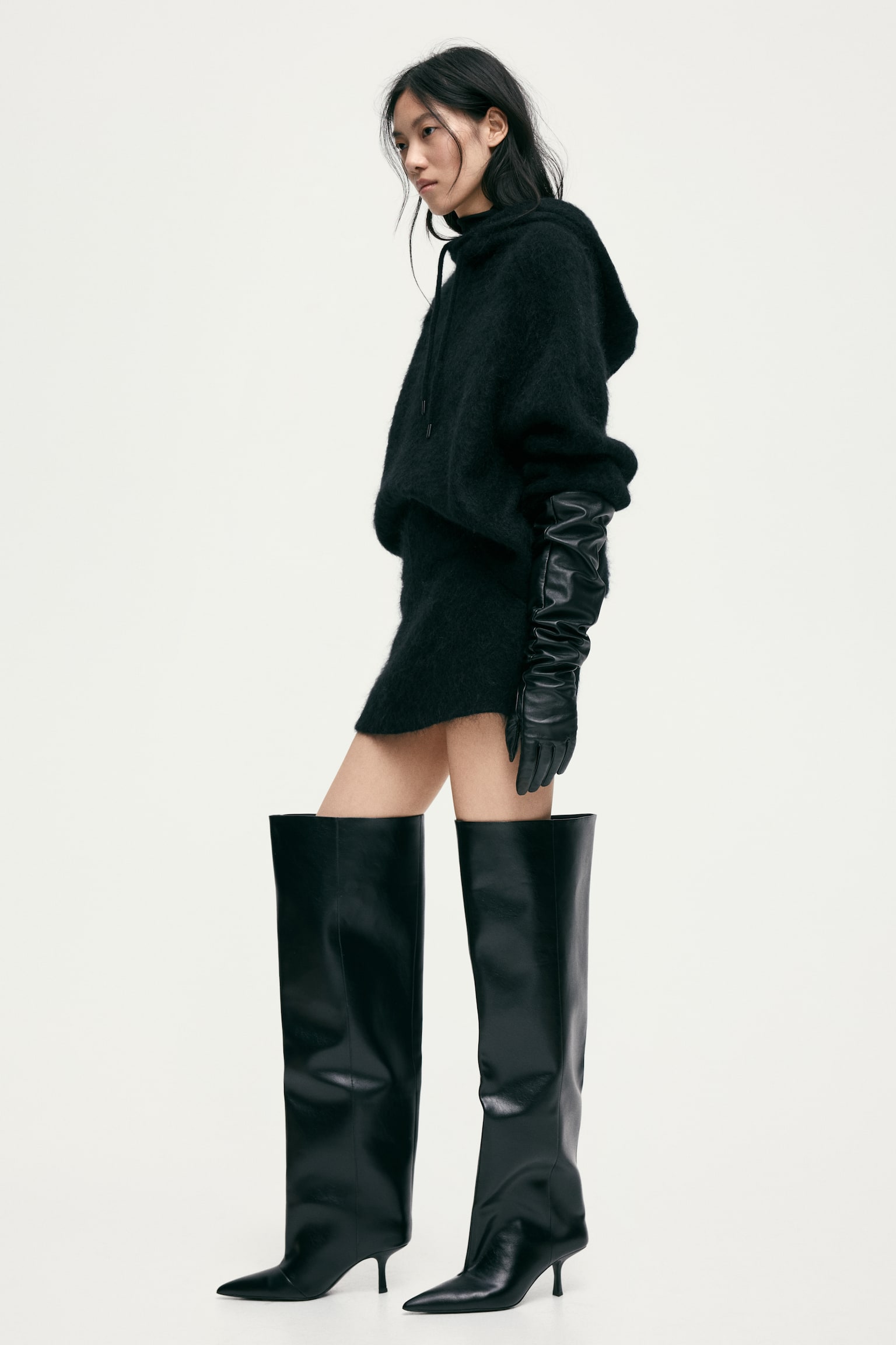 モヘアブレンドスカート - ブラック - 3