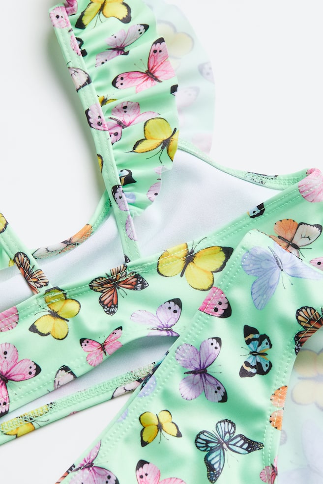 Bikini mit Volants - Mintgrün/Schmetterlinge/Rosa - 2