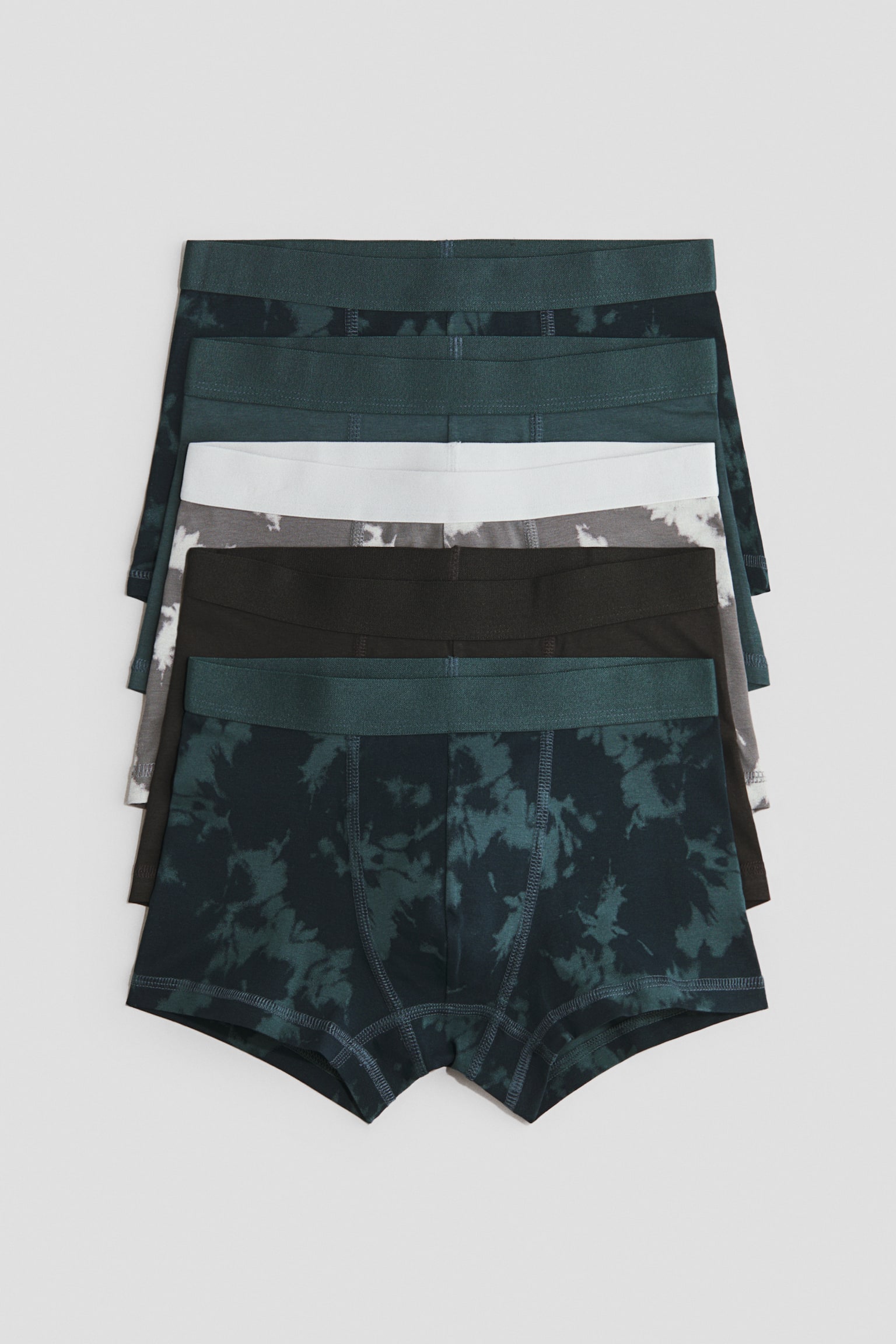 5-pack cotton trunks - Dunkeltürkis/Schwarz/Schwarz/Casual ATHL/Mattblau/Hellgraumeliert/Hellgraumeliert/Dunkelgrau/Dunkeltürkis/Fußbälle/Dunkles Khakigrün/Graumeliert