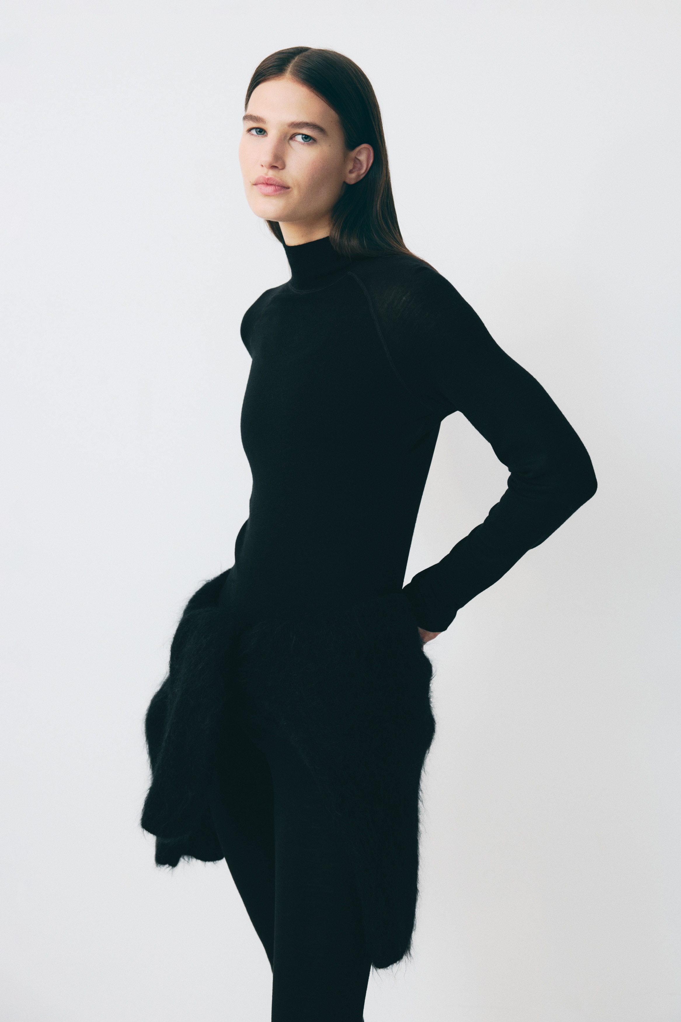 H & M - ウールスキーベースレイヤートップス - ブラック