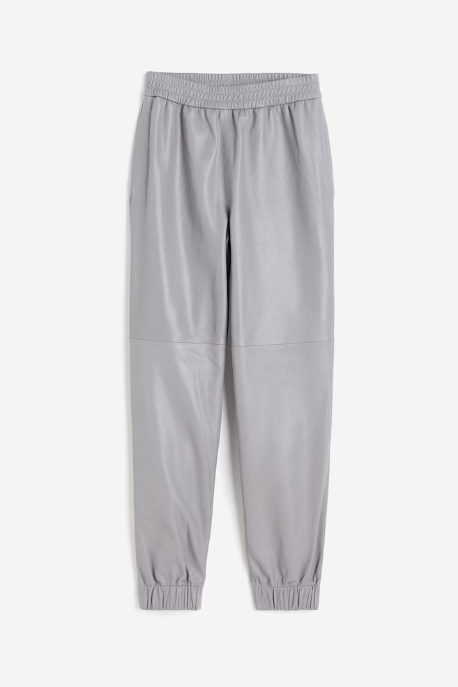 Leather joggers - Light grey - 2