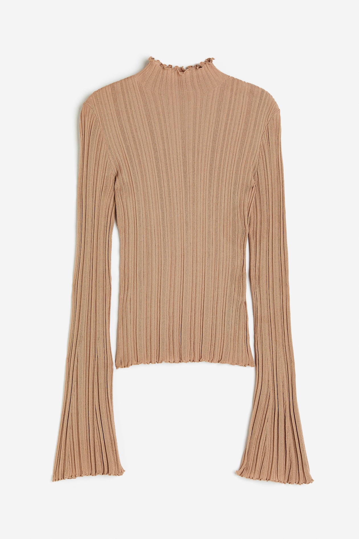 Rib knit Mock Turtleneck Top Dark Beige Ladies H M US rib-knit-mock-turtleneck-top-dark-beige-ladies-h-m-us