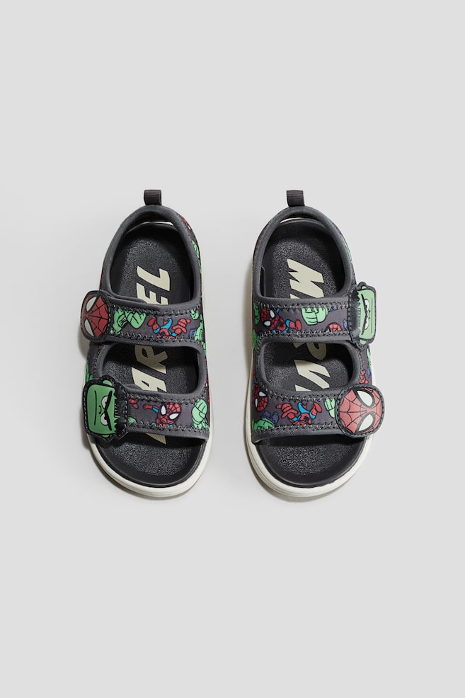Motif-detail sandals - Grey/Marvel Comics/Beige/Bluey - 1