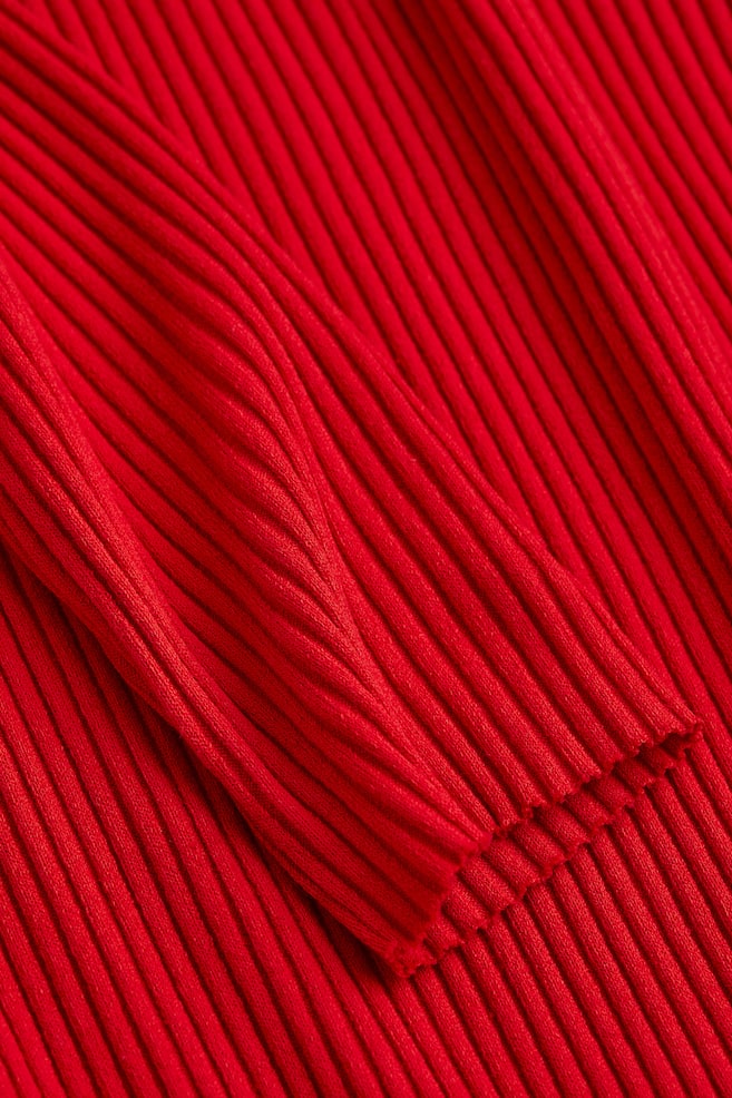 Ribbed turtleneck dress - Red - 5