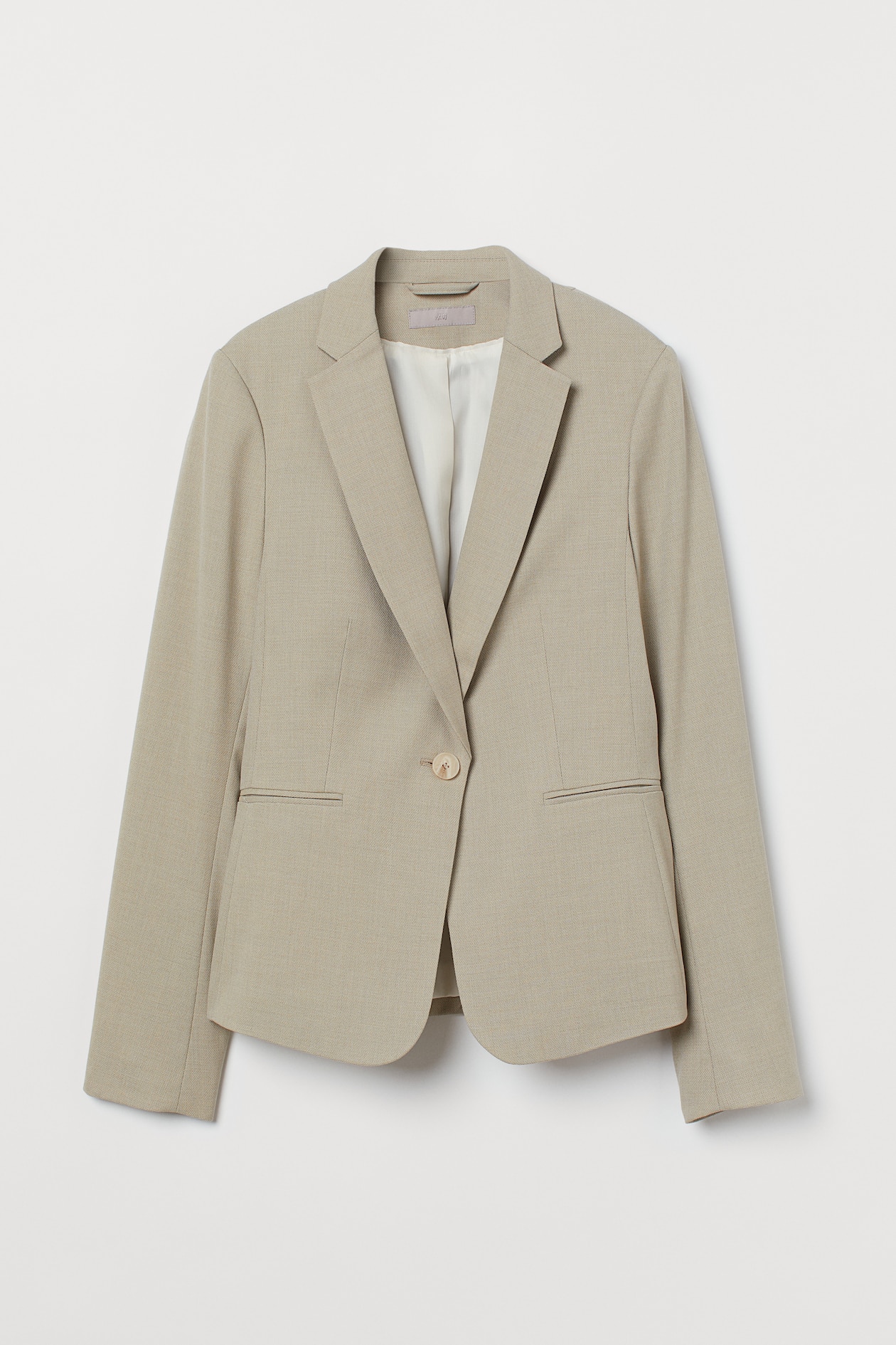 Fitted Blazer - Long sleeve - Regular length - Beige - Ladies | H&M US