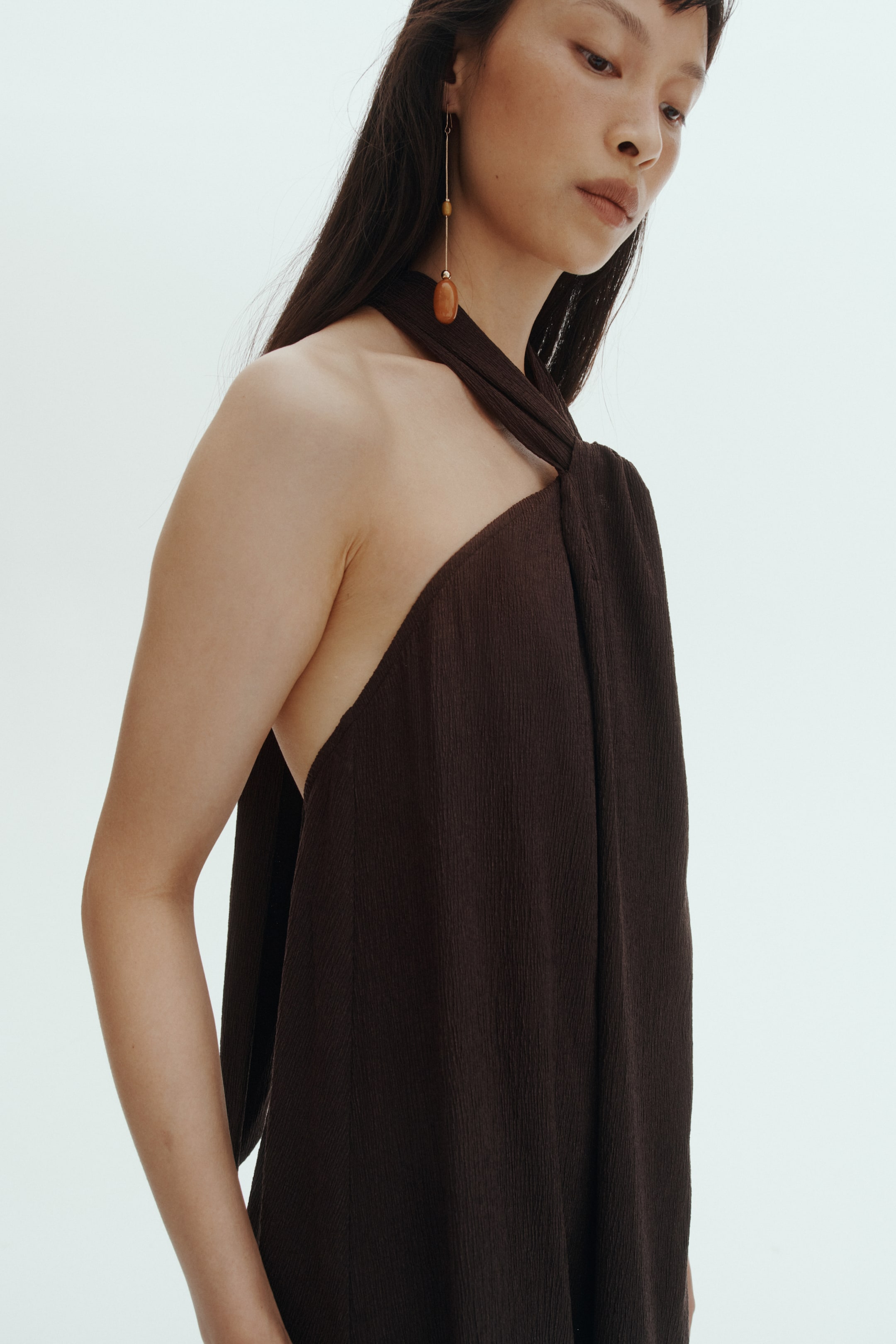 Twist-Detail Halterneck Dress