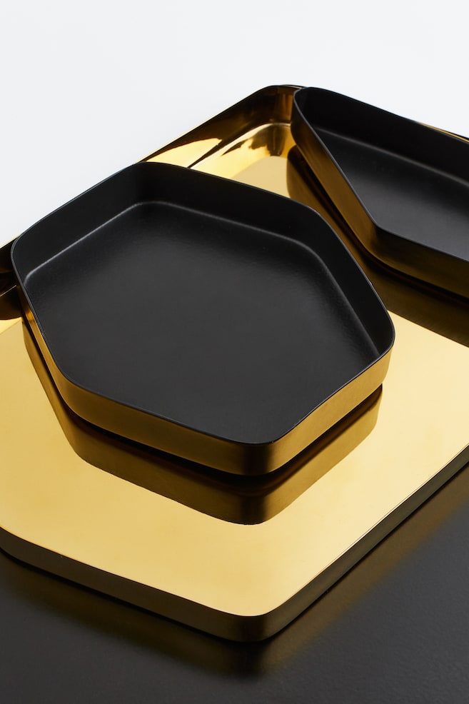 Small hexagonal metal tray - Gold-coloured/Black - 3
