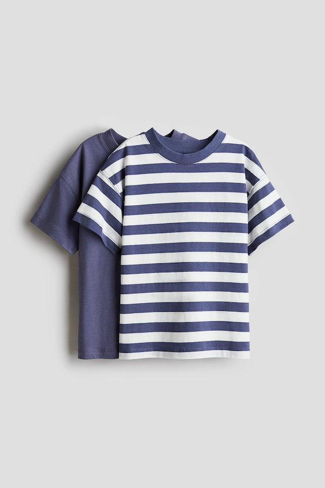 Set van 2 oversized T-shirts - Dusty donkerblauw/gestreept/Lichtblauw/marineblauw/Roze/wit - 1