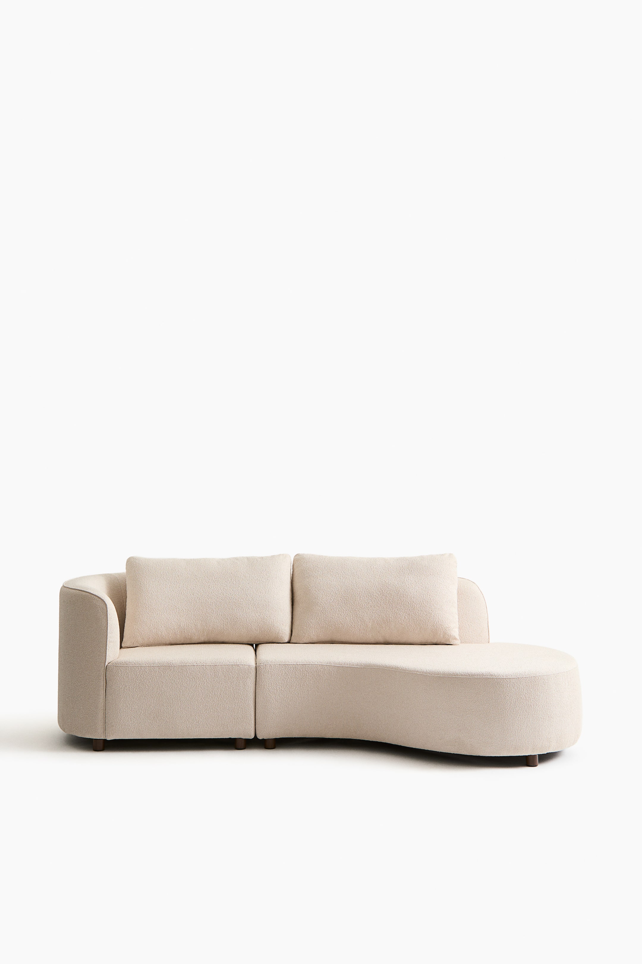 Visa större bild: Bouclé 3 Seater Curved Sofa - Polyester, Beige - H&M HOME - Home All | H&M SE 3