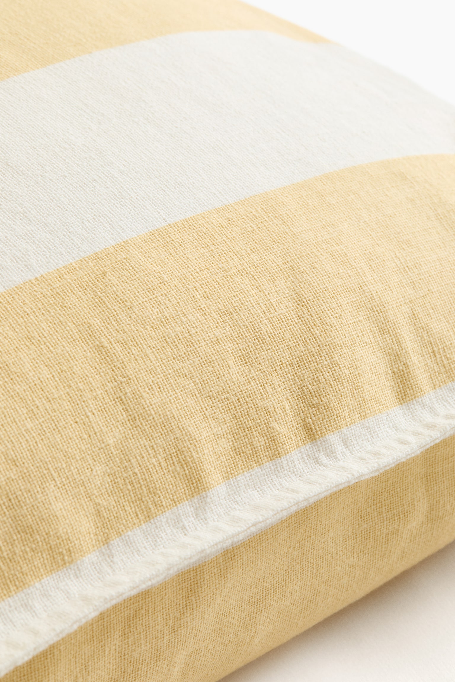 Linen-blend cushion cover - Light yellow/Striped/Beige/White striped/Light dusty pink/Striped/Light dusty blue/Striped/Dark olive green/White striped/Brown/White striped - 3