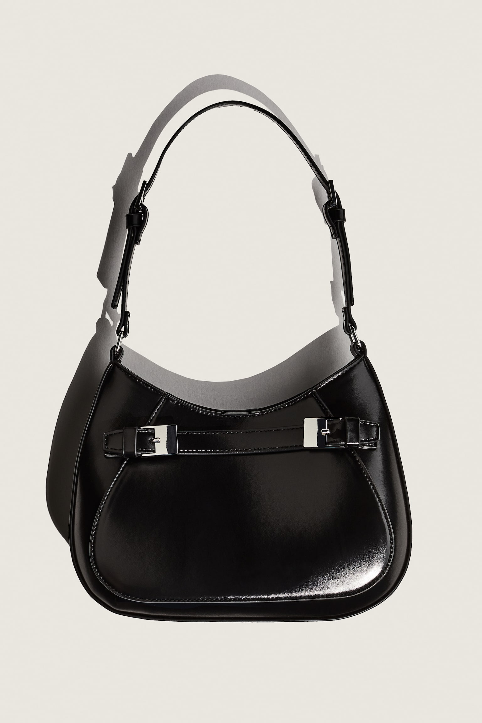 Strap-detail shoulder bag - Black/White - 3