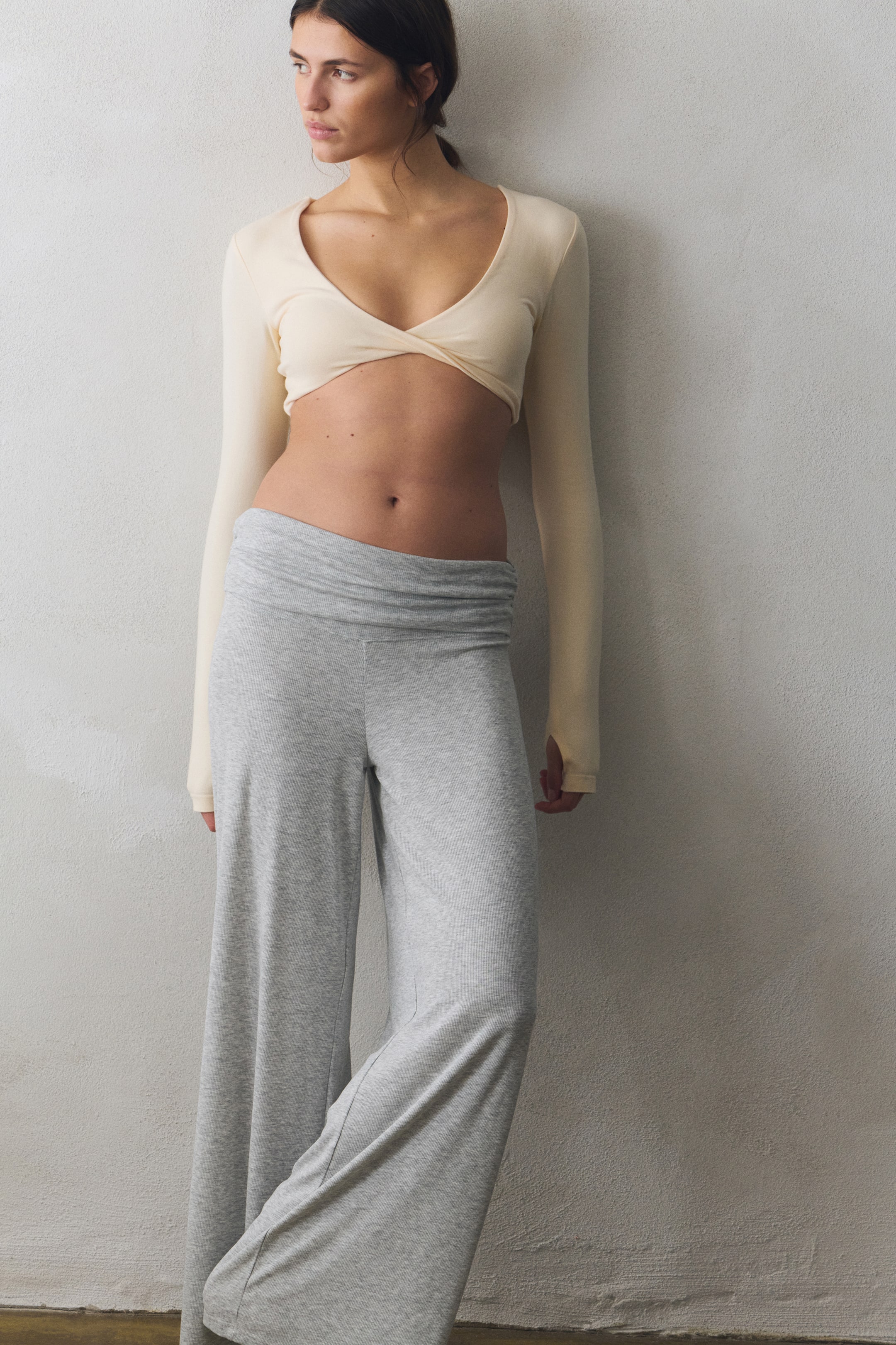 Ingrandisci l'immagine: Pantaloni sportivi con vita risvoltabile - Grigio mélange - DONNA | H&M CH 1