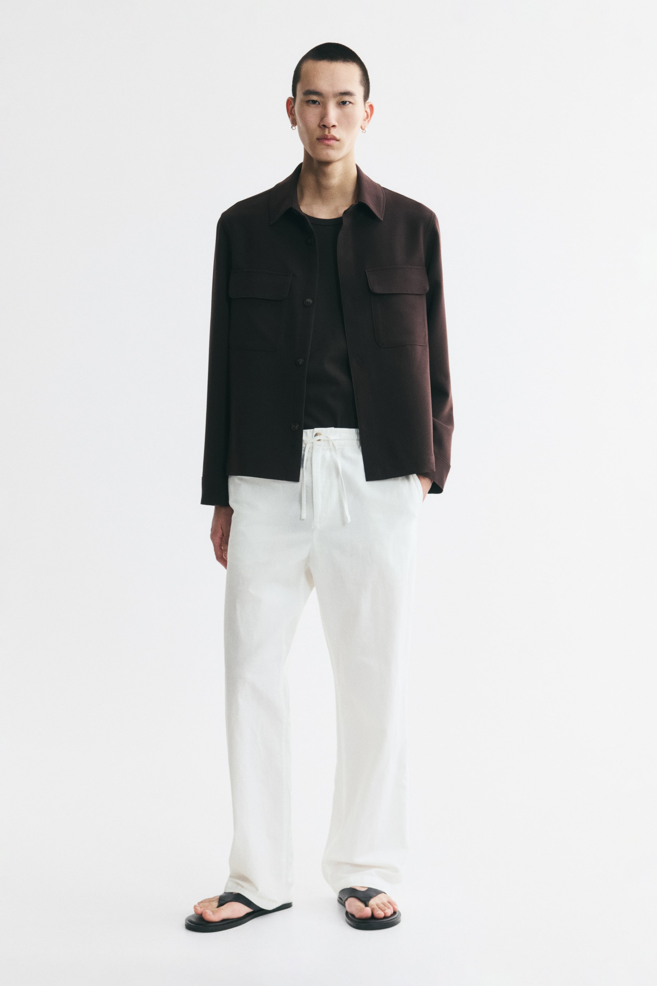 View larger image: Regular Fit Linen-blend trousers - White - Men | H&M IN 1