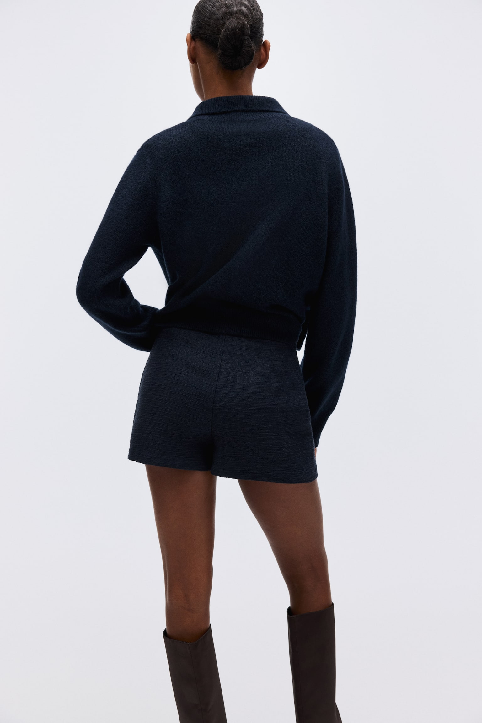 Skort - Navy blue/Light beige/Checked - 4