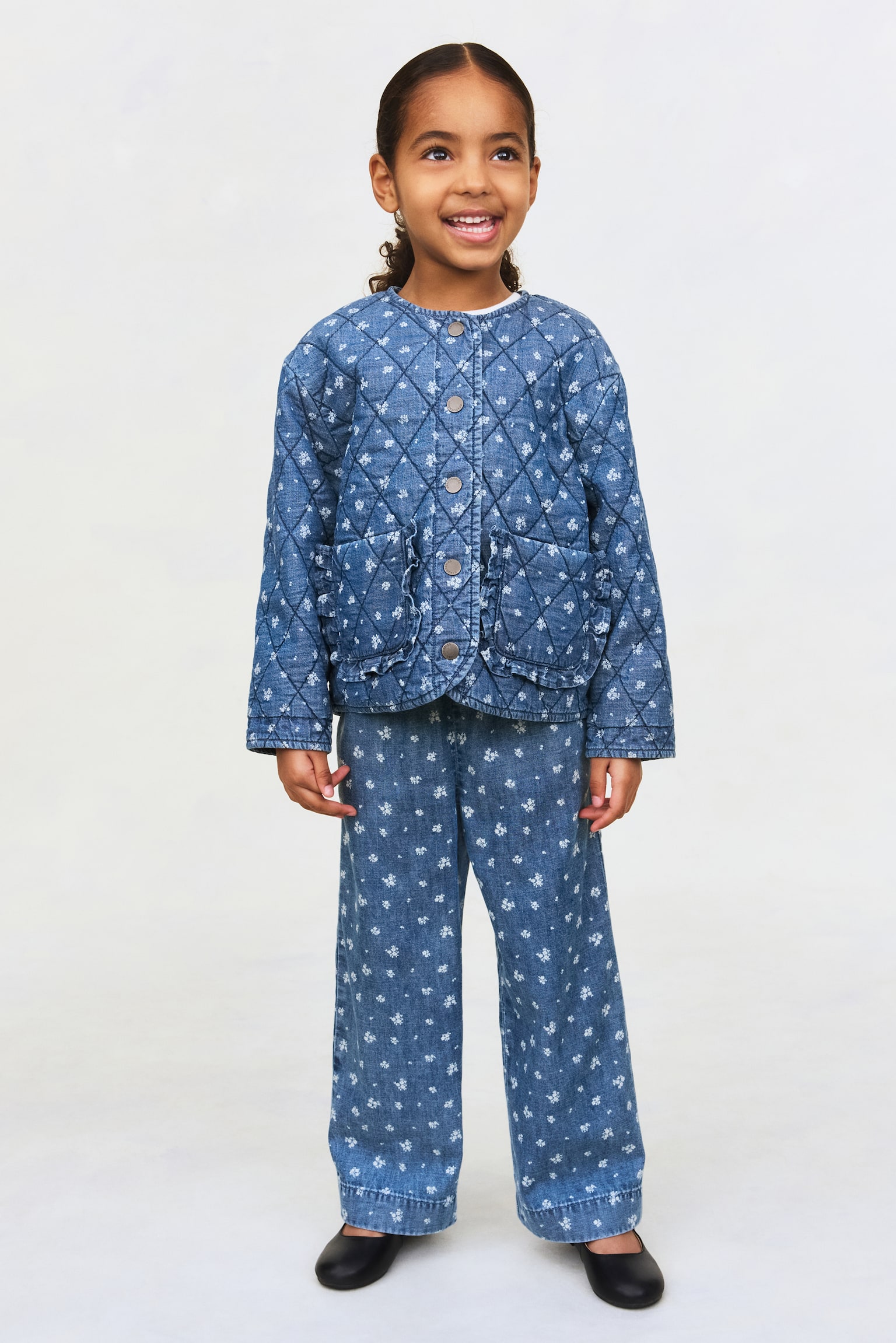 Quilted denim jacket - Denim blue/Floral - 3