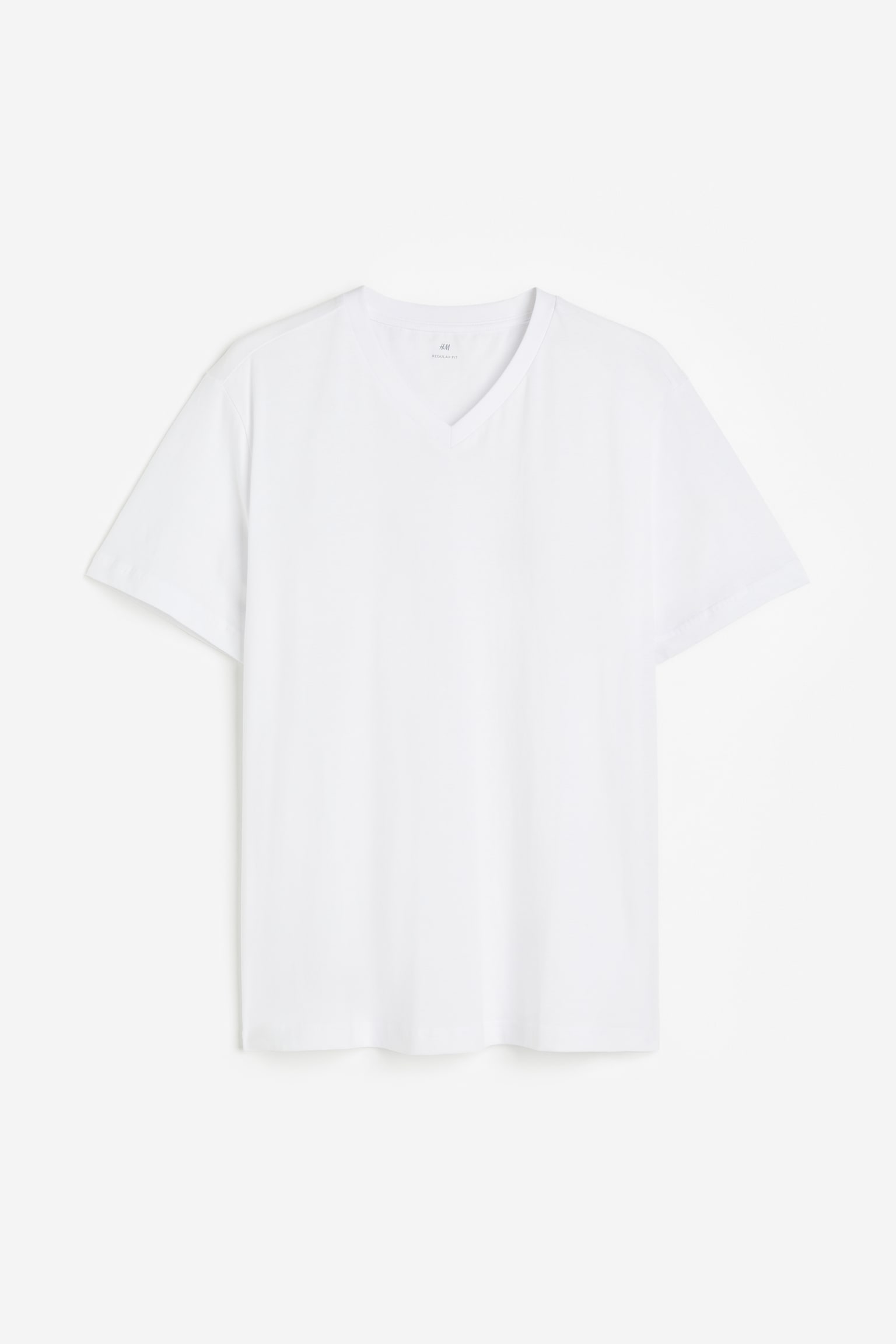 Regular Fit V-neck T-shirt - White/Dark blue - 1