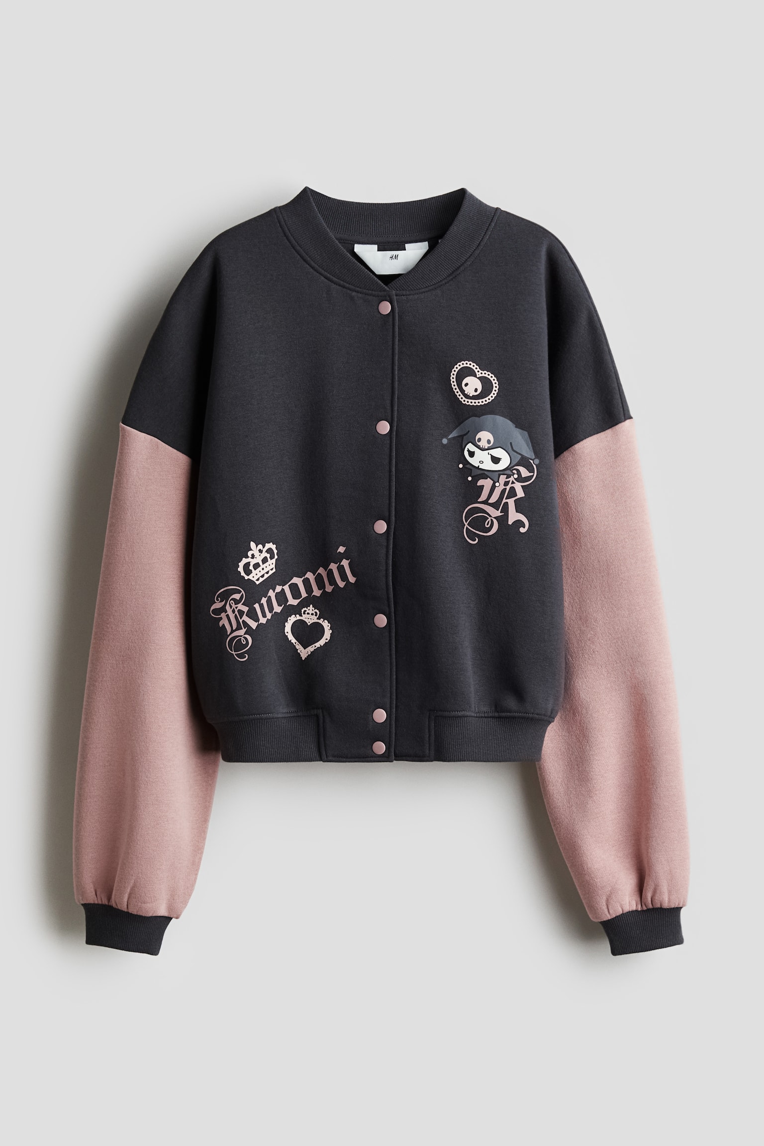 Print-motif baseball jacket - Dark grey/Kuromi - 1