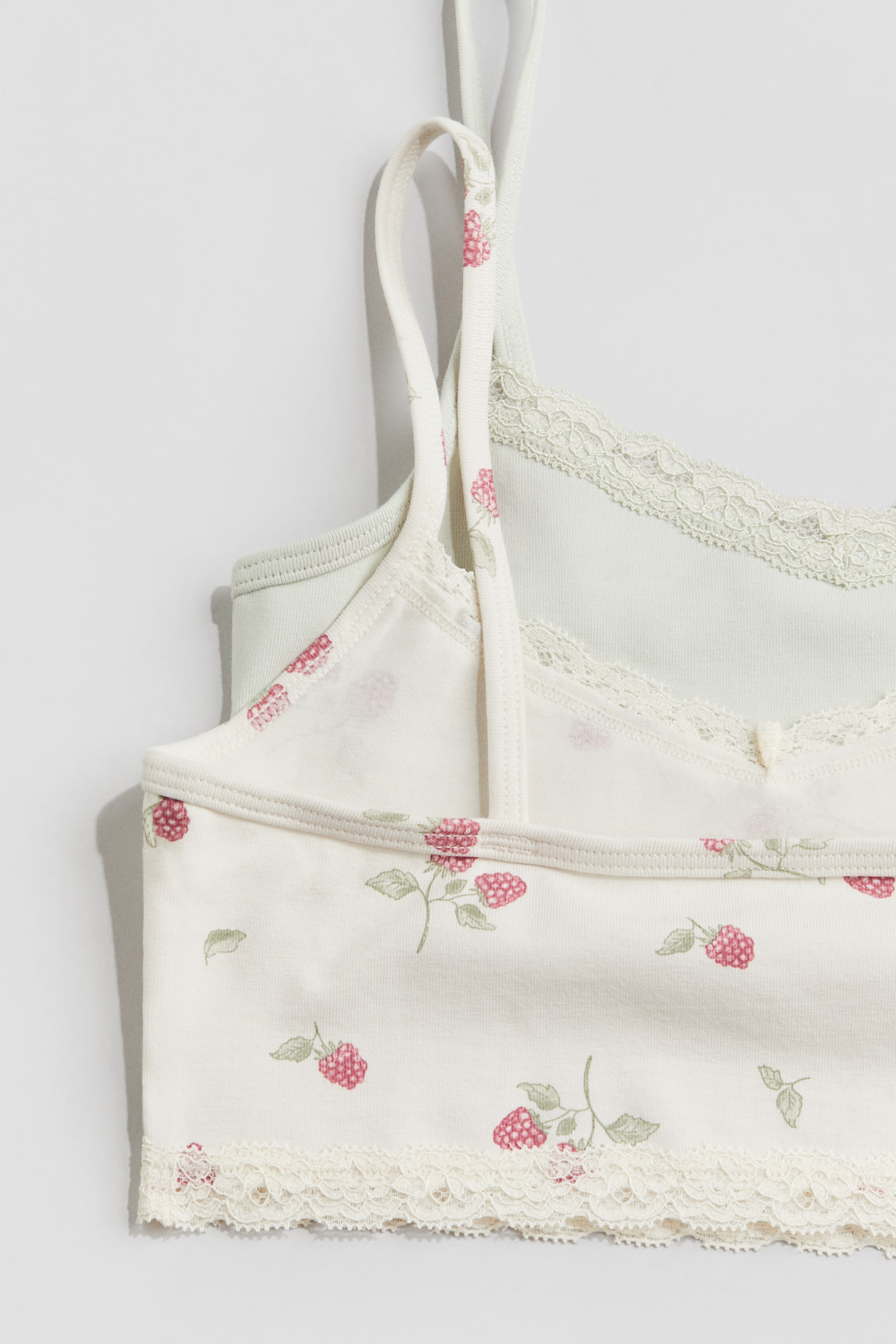 2-pack lace-trimmed strappy tops - Cream/Raspberries - 2