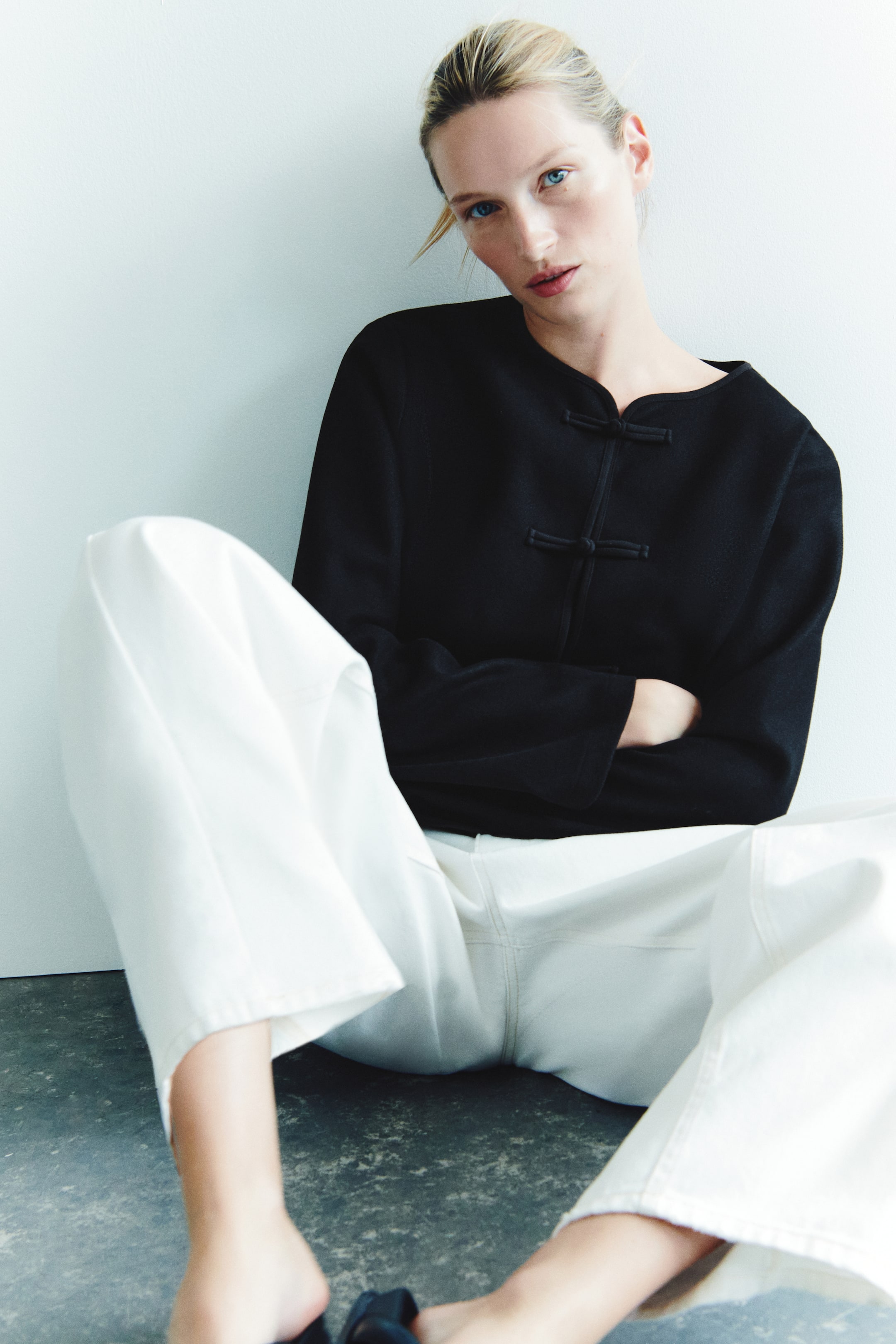 Brushed Knot-Button Jacket
