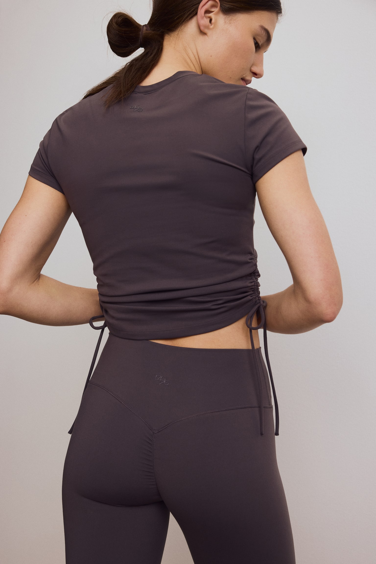 Scrunch-detail sports leggings - Truffle grey/Black - 6