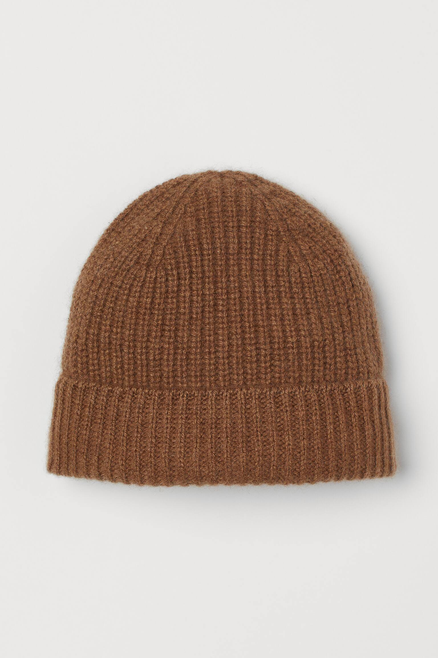 Berretto in cashmere a coste - Marrone chiaro