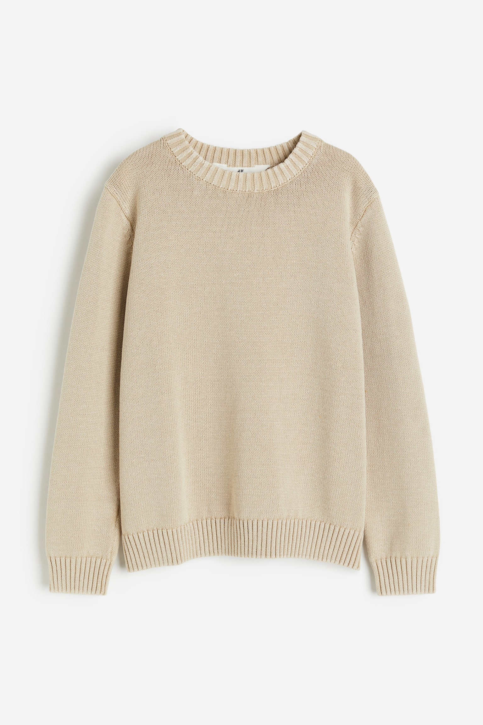 Loose-fit jumper - Beige/Washed dark blue - 1