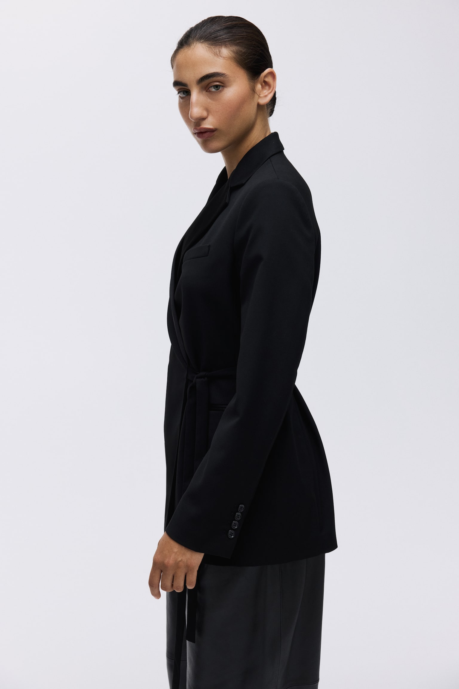 Blejzer na preklop s trakama za vezivanje - Crna/Bordo - 5