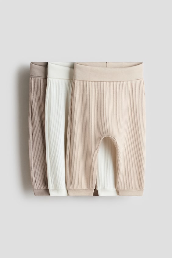 Детские брюки H&M 3-Pack Ribbed Cotton Pants