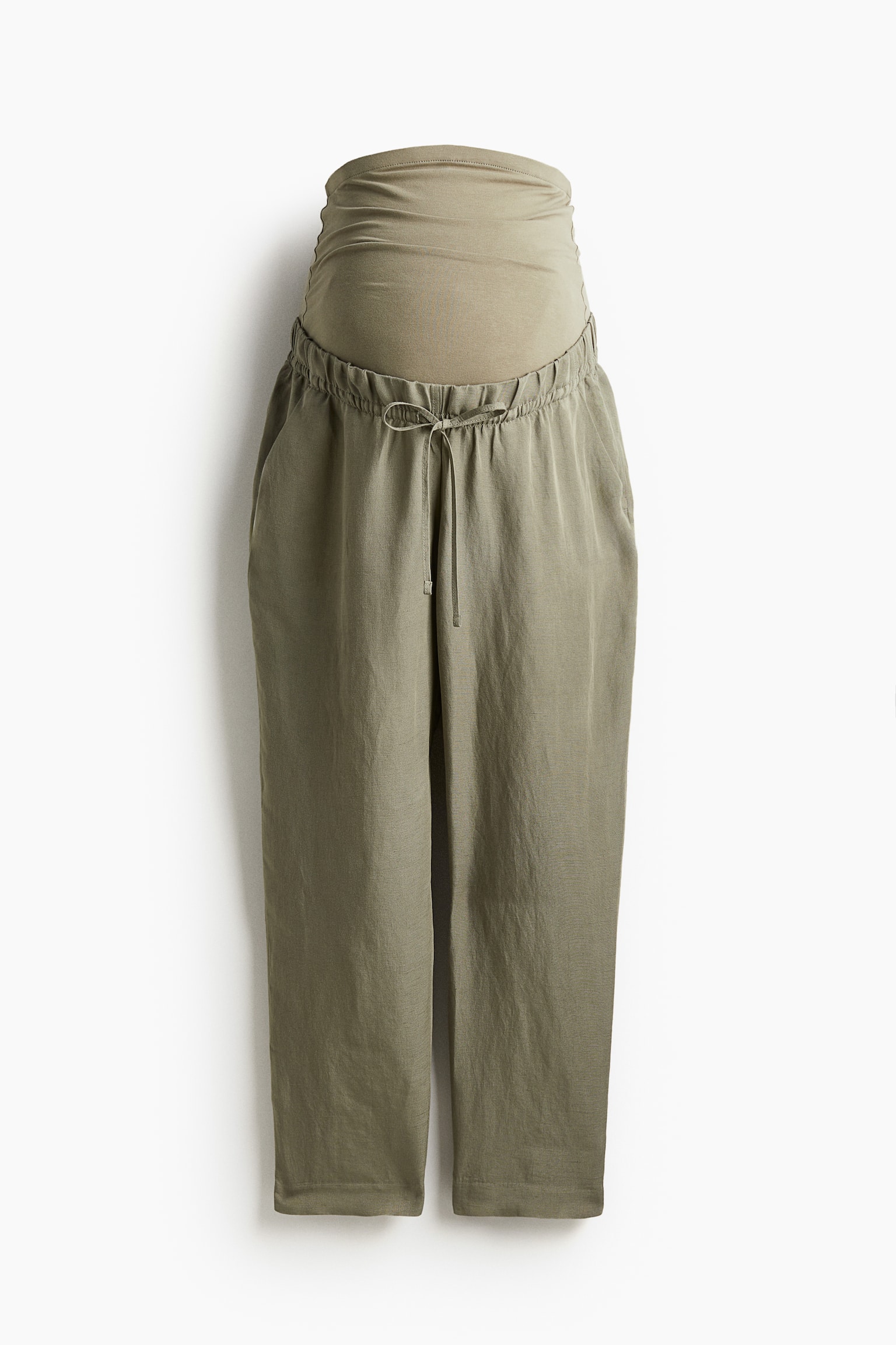 MAMA Linen Blend Pants - Khaki green/Black/Light beige - 2