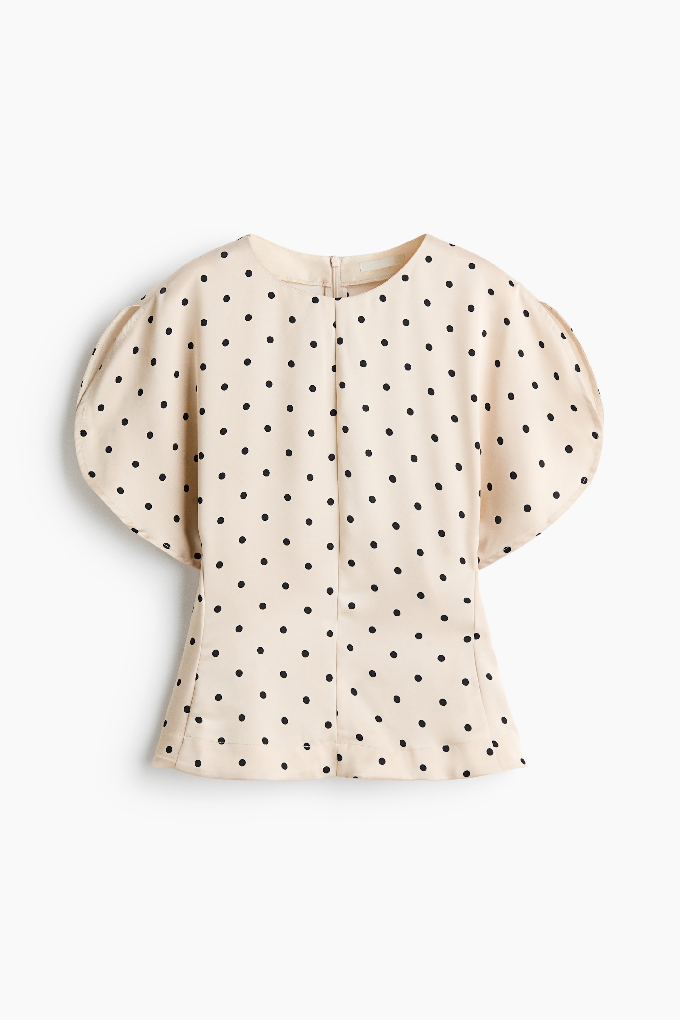View larger image: Slit-detail peplum top - Light beige/Polka dot - Ladies | H&M 1