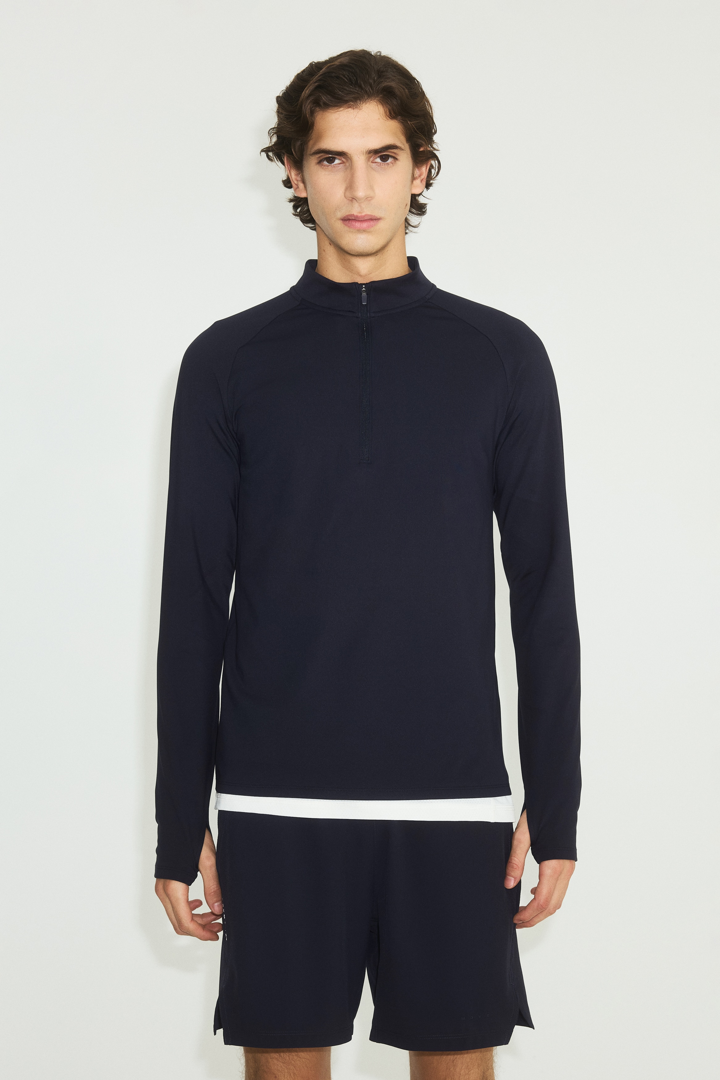 Mid-Layer Half-Zip Sports Shirt with ThermoMove™ - Navy blue - Men
