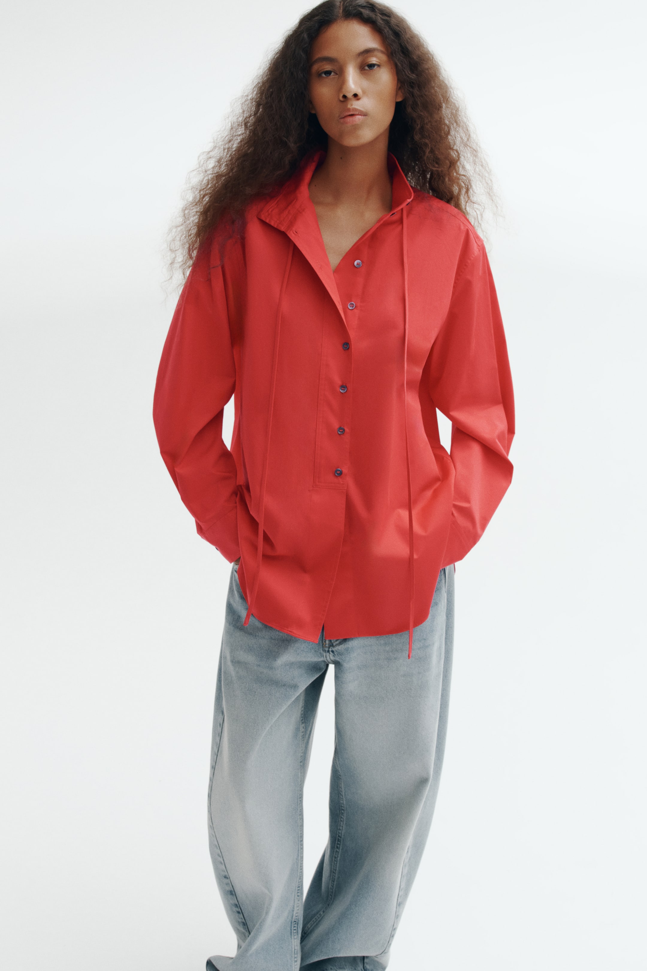 View larger image: Tie-neck shirt - Red - Ladies | H&M 1