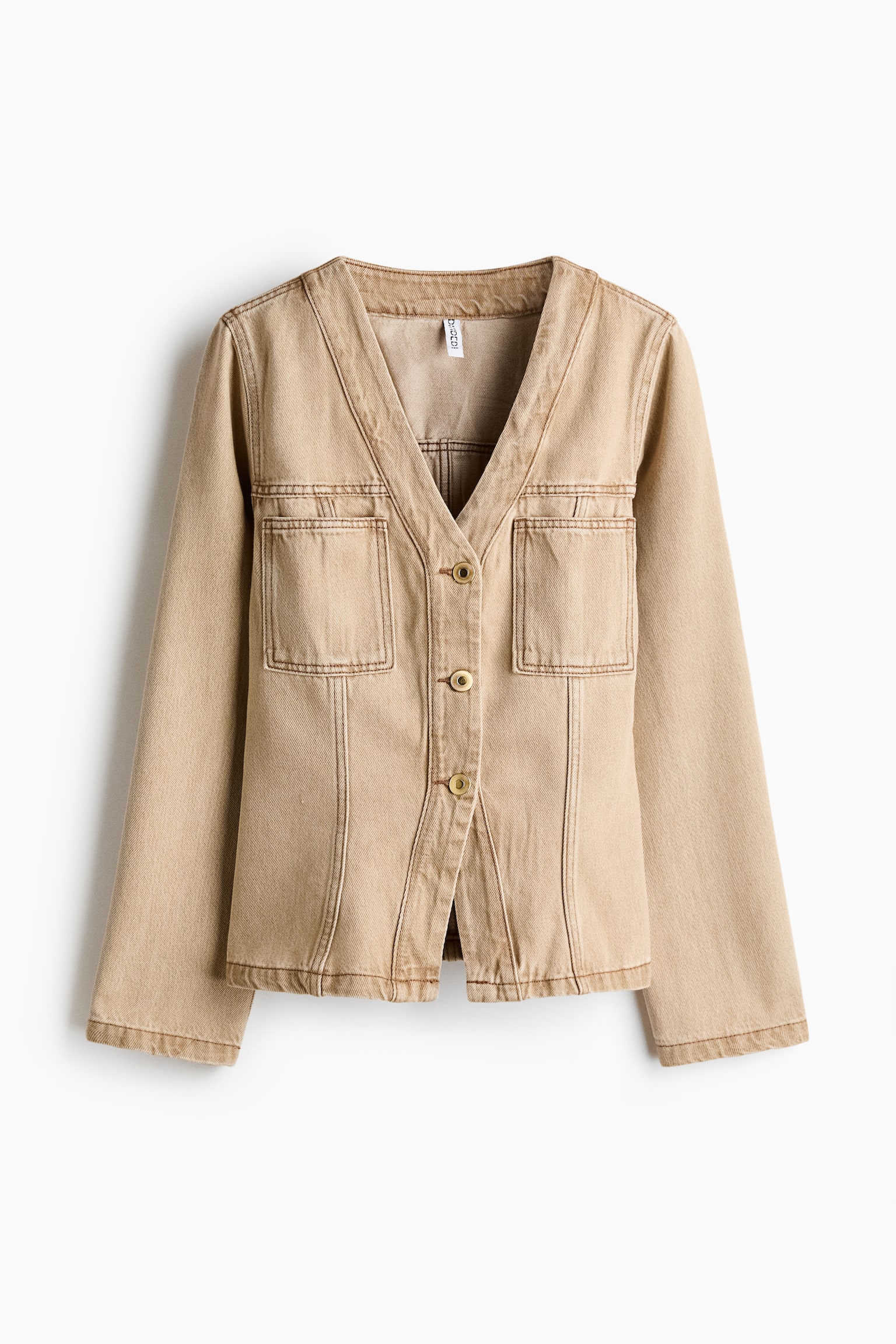 Priliehavá džínsová bunda - Béžová - 1