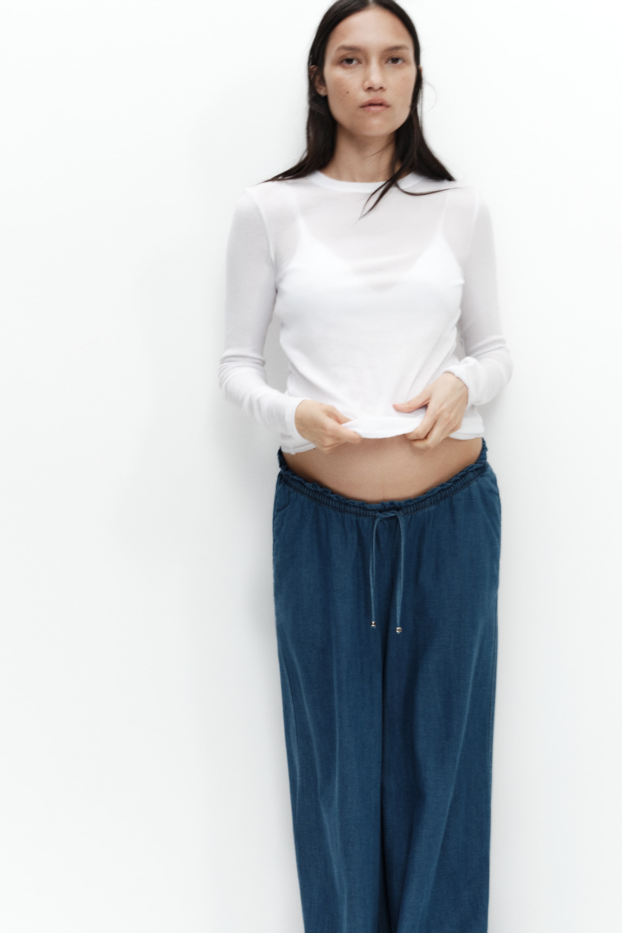 MAMA Wide-Leg Paper-Bag Pants