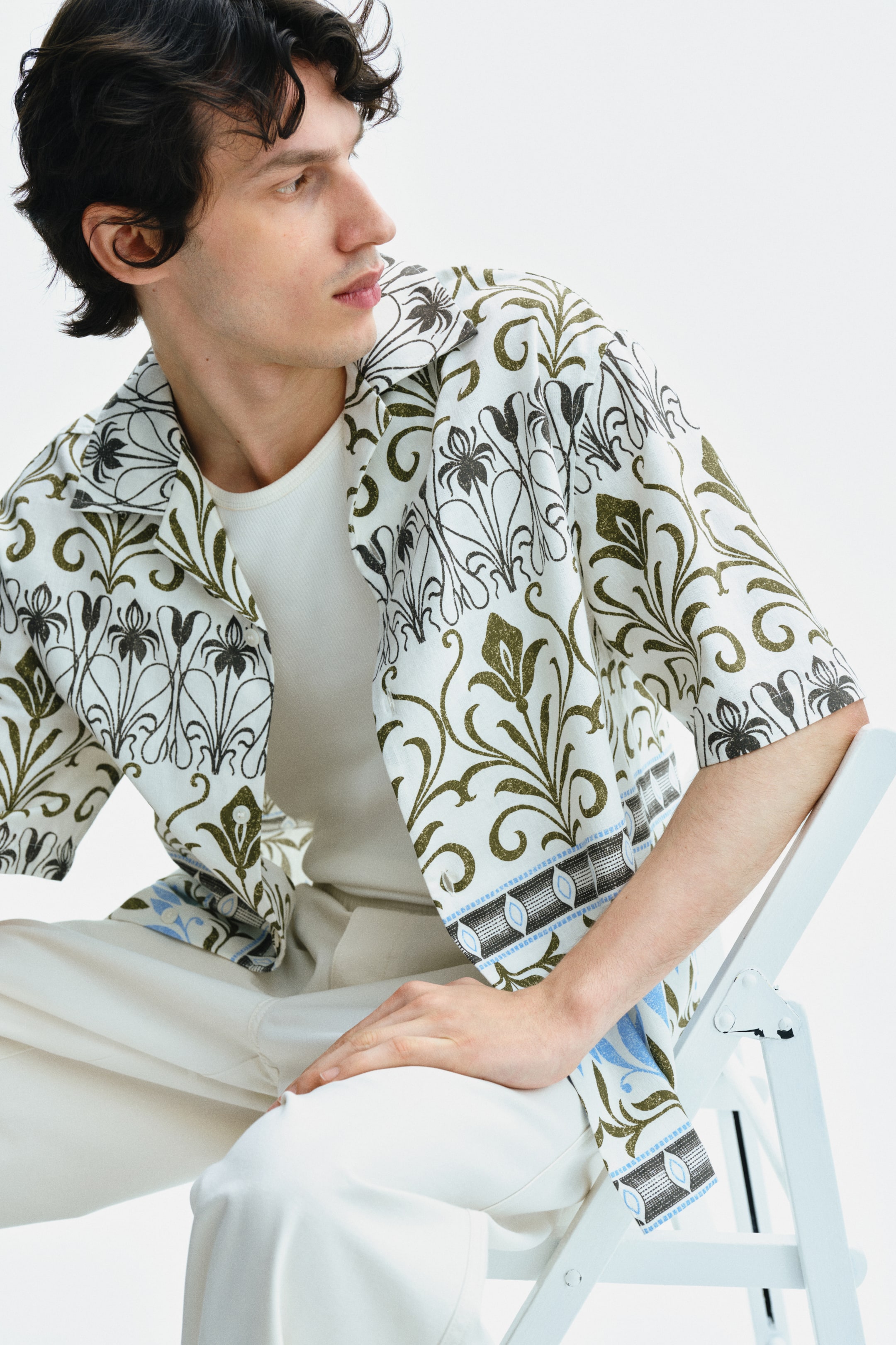Chemise décontractée à motif avec col cubain
