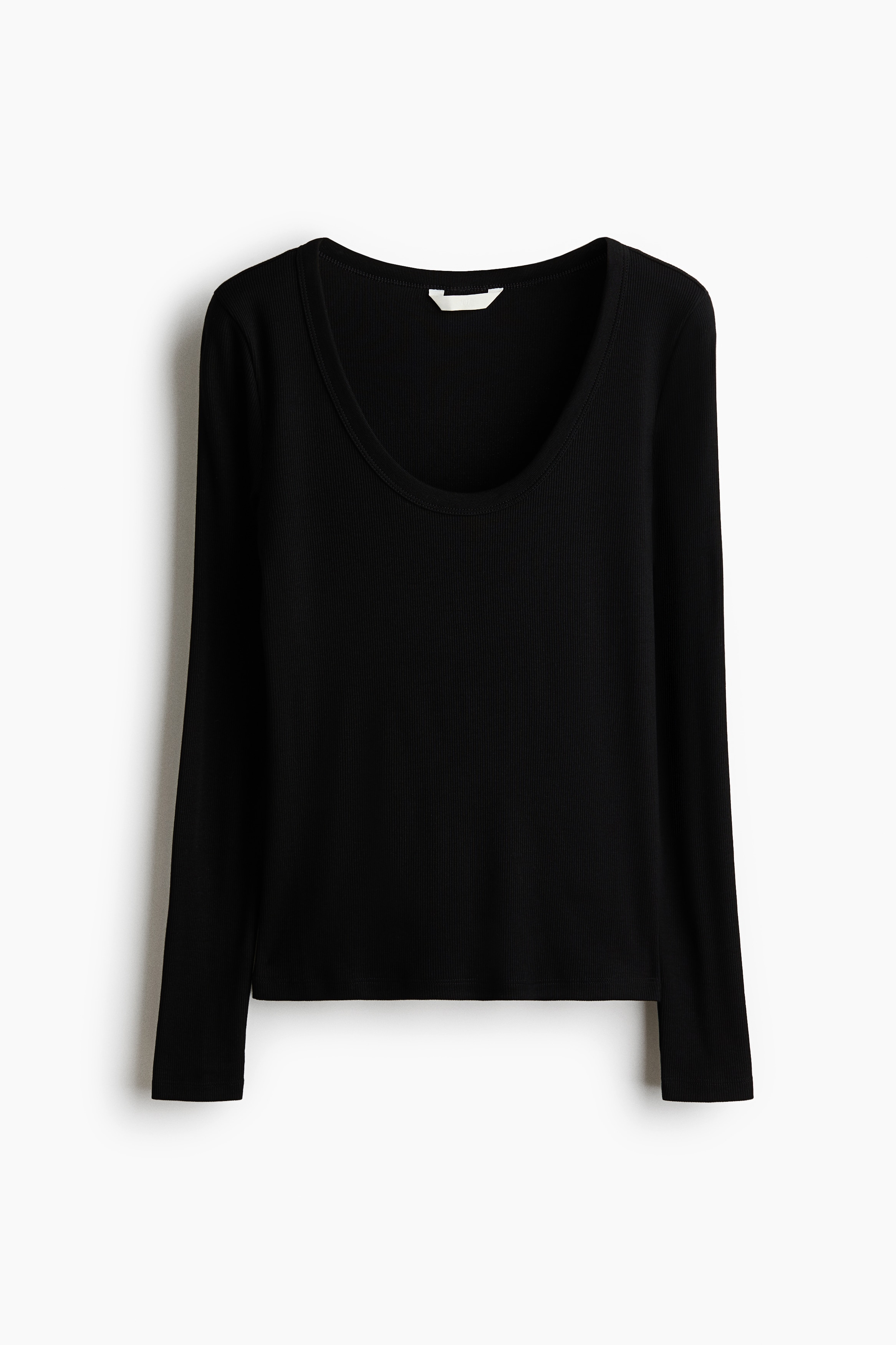 Scoop-neck cotton jersey top - Black