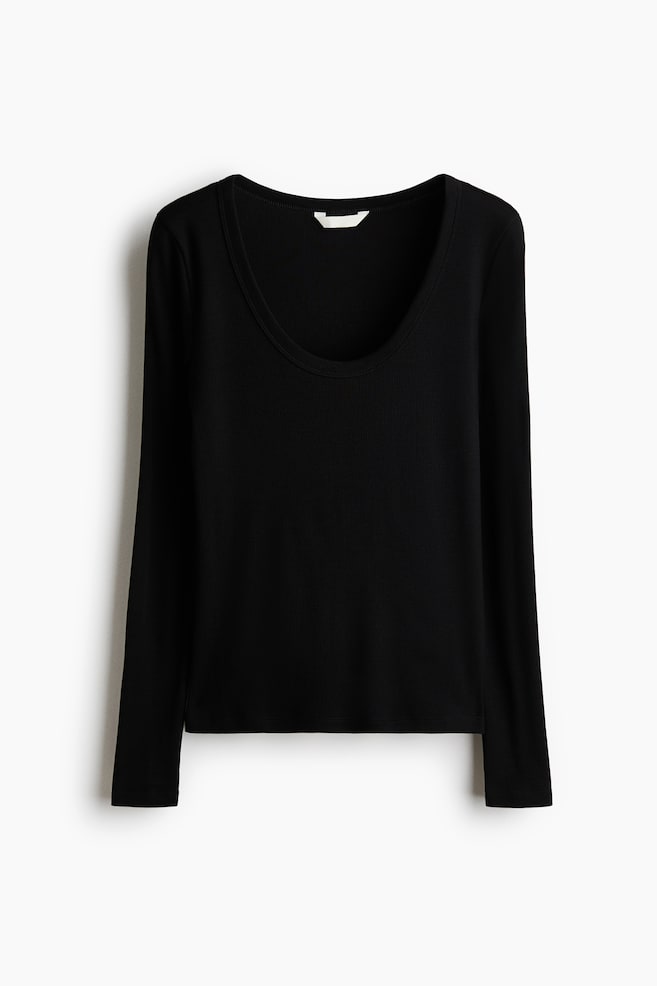 Top à encolure dégagée en jersey de coton - Noir/Rouge/Blanc - 1