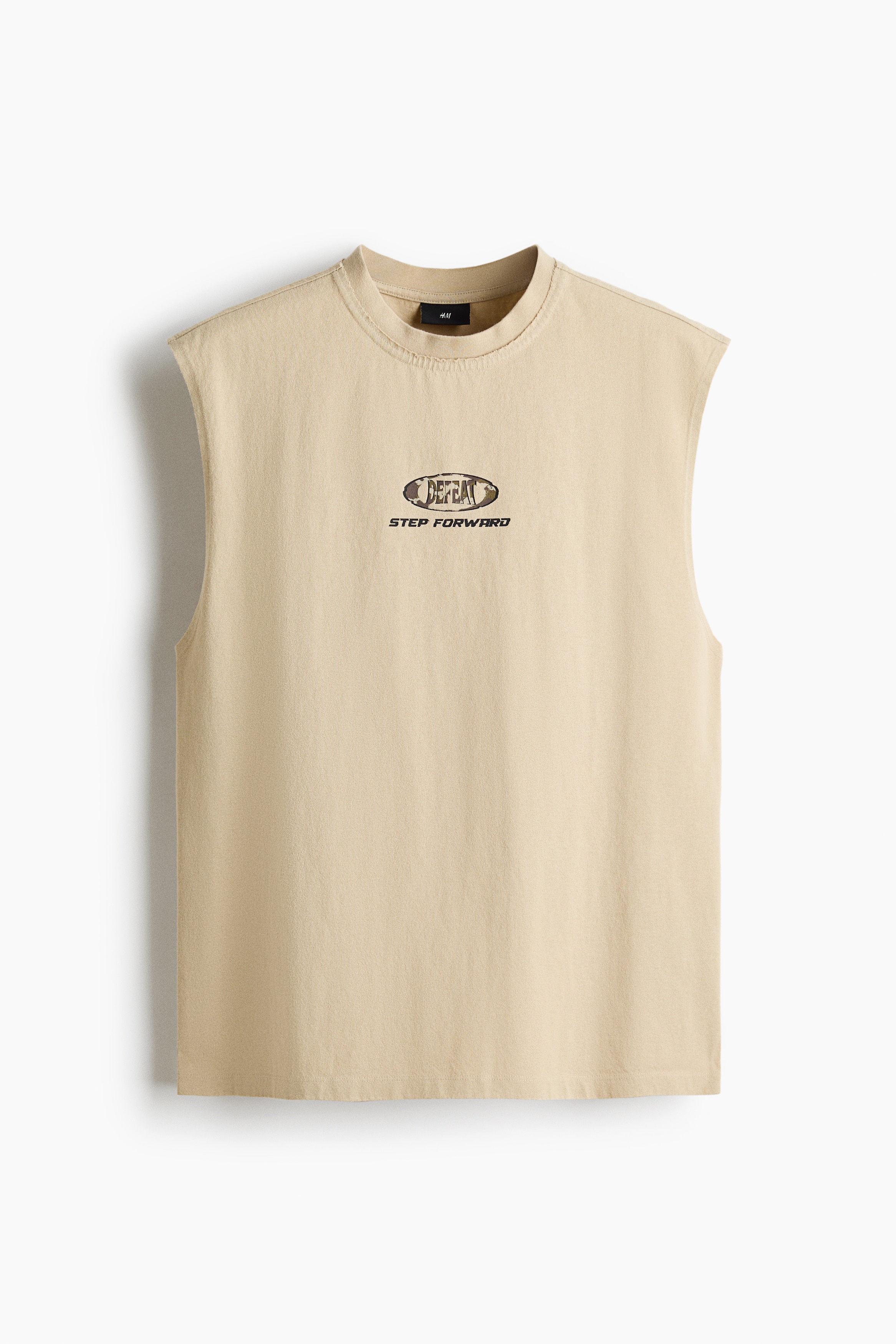 Loose Fit Printed cotton vest top - Beige/Defeat/Black/Kinetic/Dark khaki green/Strike
