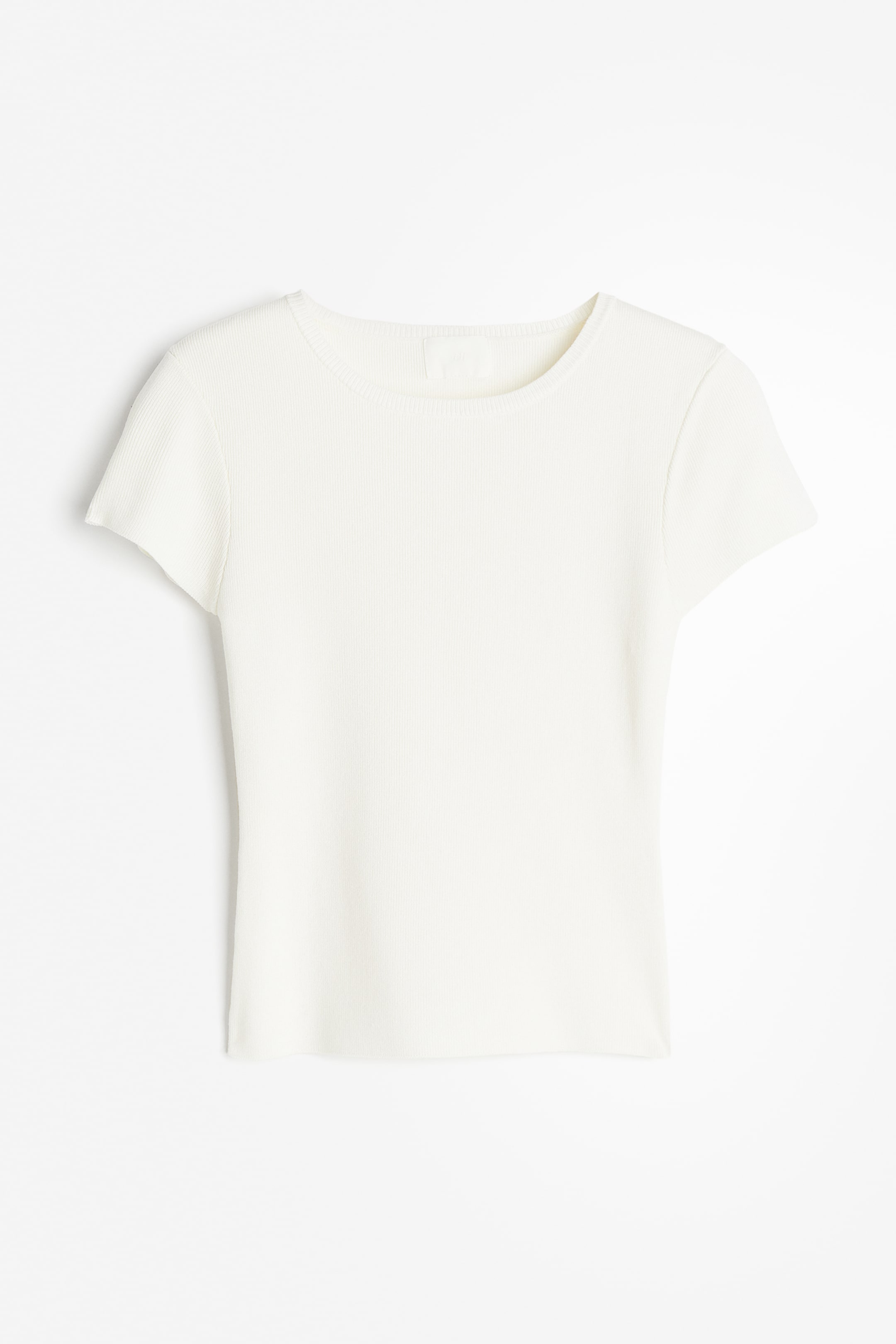 Fine-knit T-shirt - Round neck - Short sleeve - White - Ladies | H&M GB