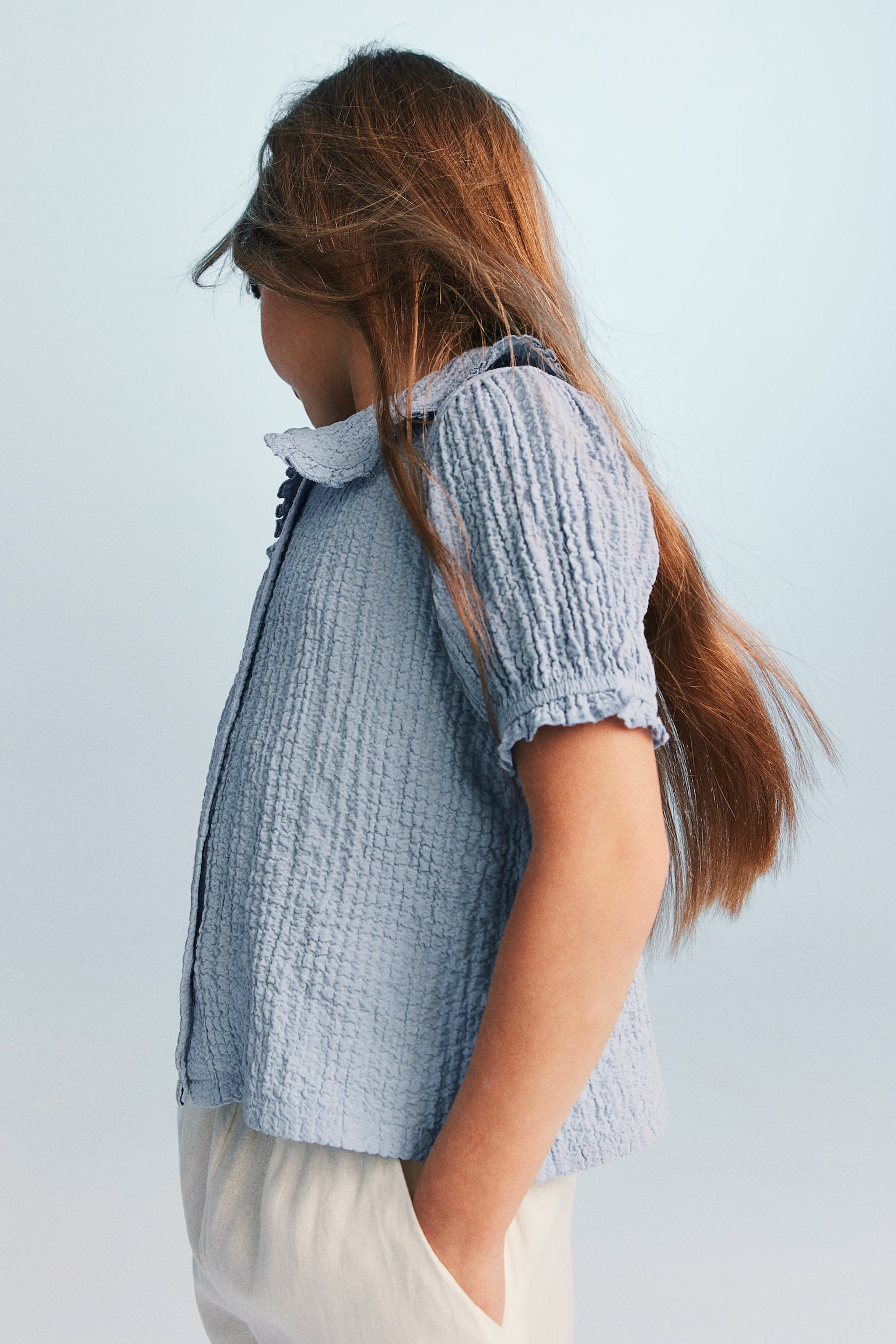 Collared Blouse - Light blue/Cream - 6