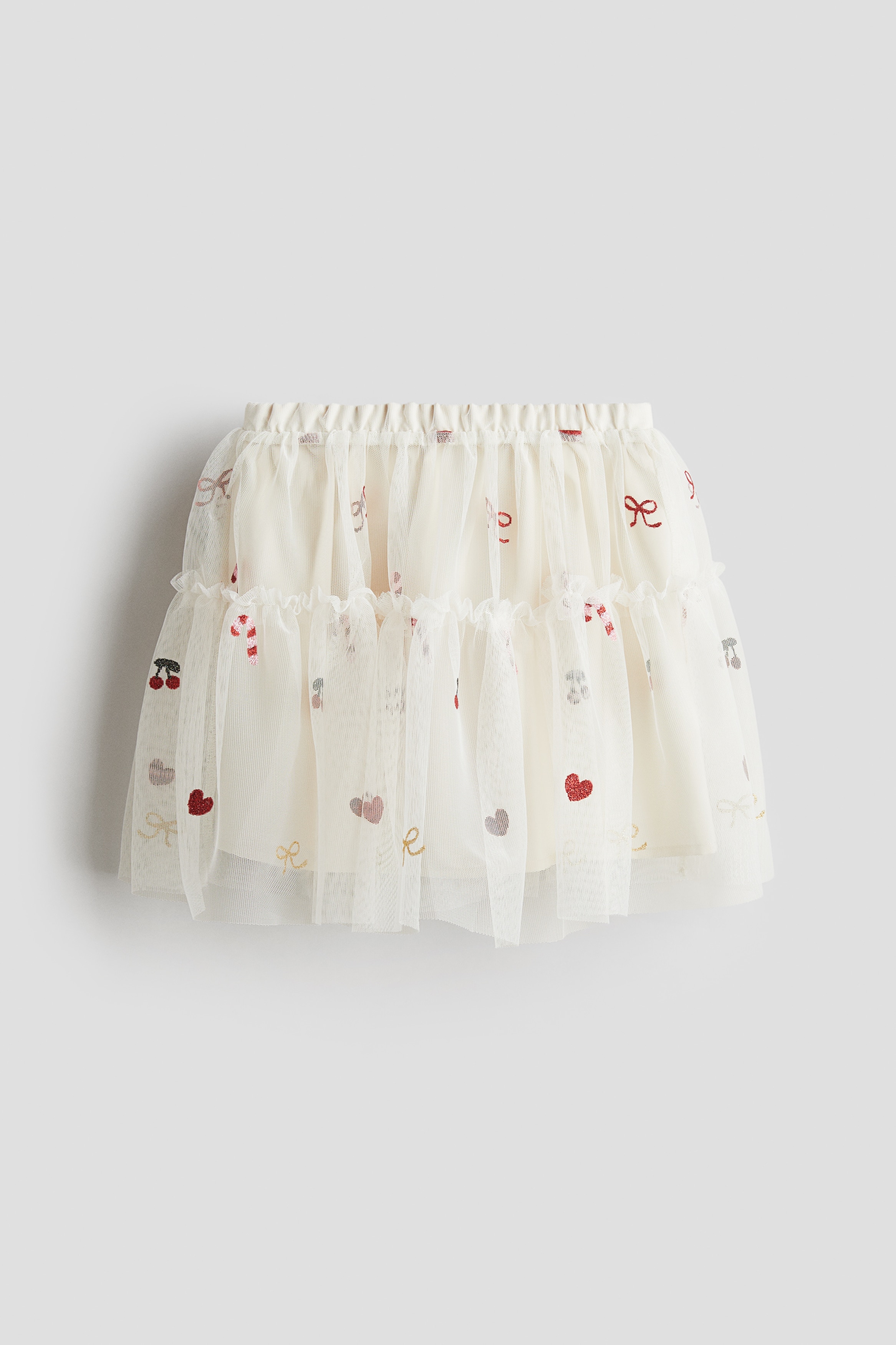 Tulle Skirt - Cream/Cream/Rainbows/Light beige/Cherries/Light purple/Hearts