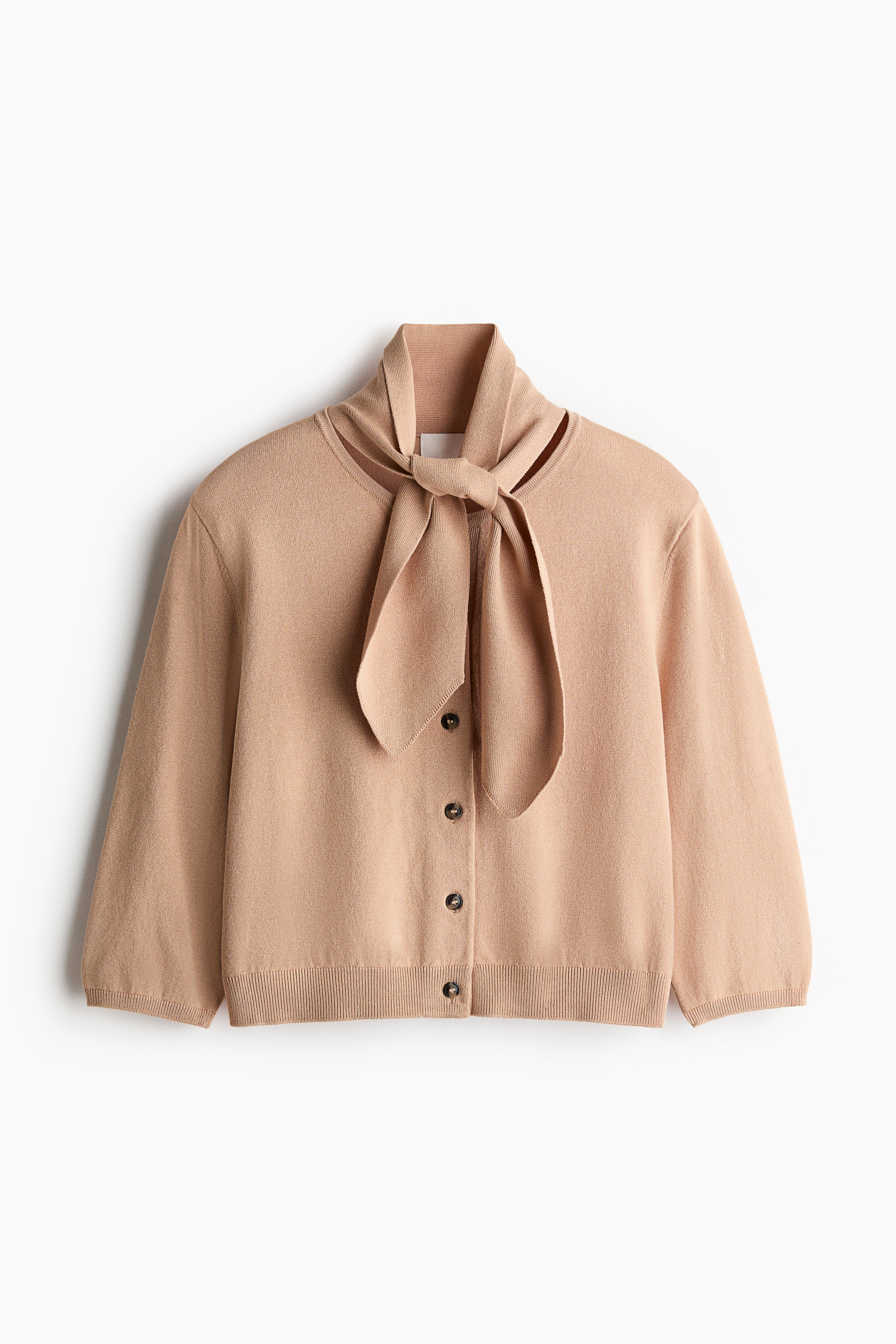 Scarf-collar cardigan - Beige
