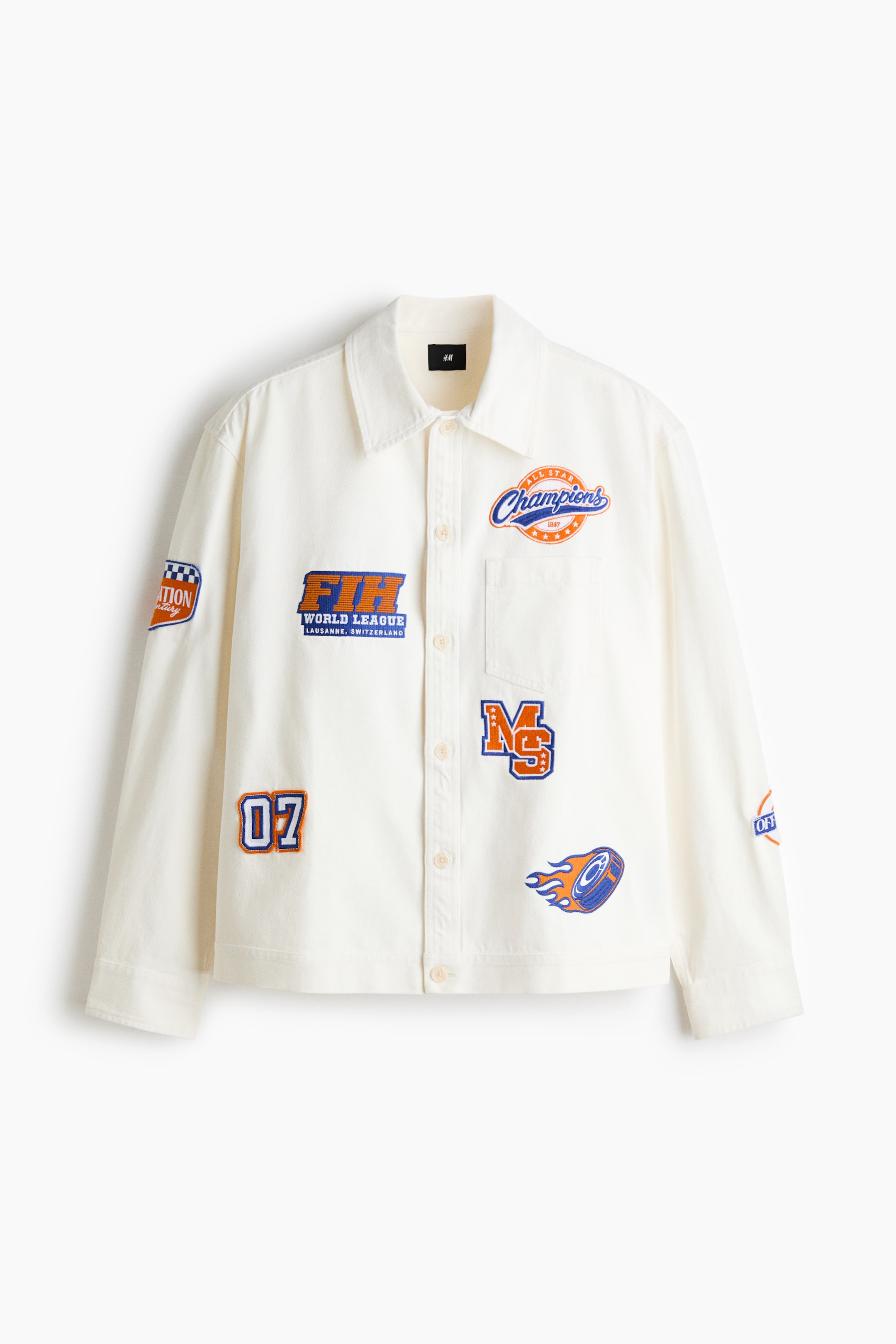 View larger image: Motif-detail twill overshirt - Ivory/Champions - Men | H&M 1