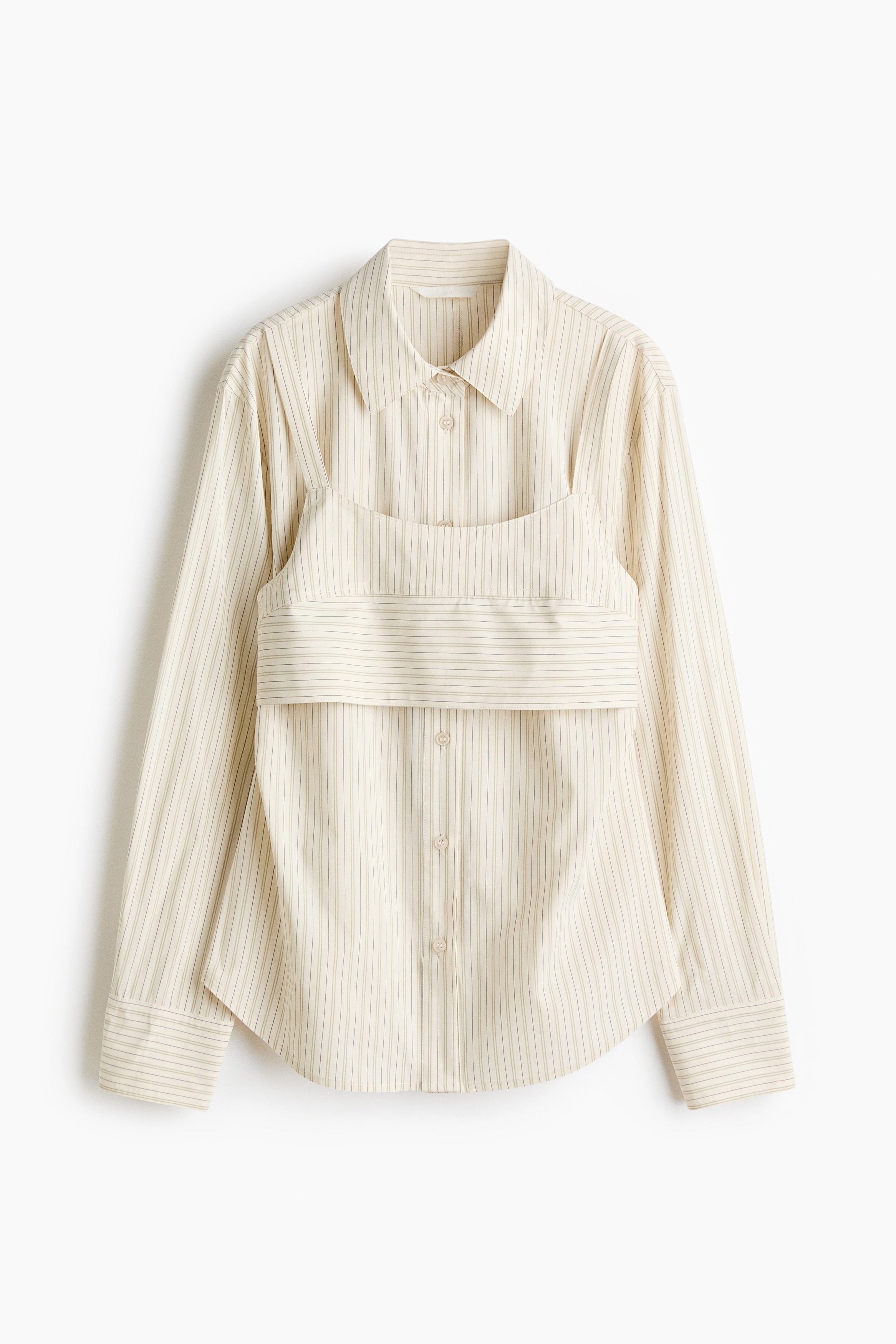 レイヤードシャツ - クリーム／ストライプ/ライトグレー／ストライプ