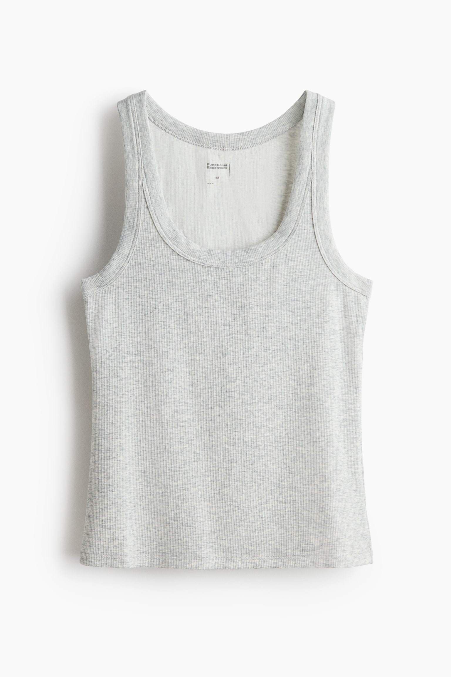 Playera sin mangas Cooling Slim Fit acanalada - Gris jaspeado claro/Café oscuro/Negro/Blanco