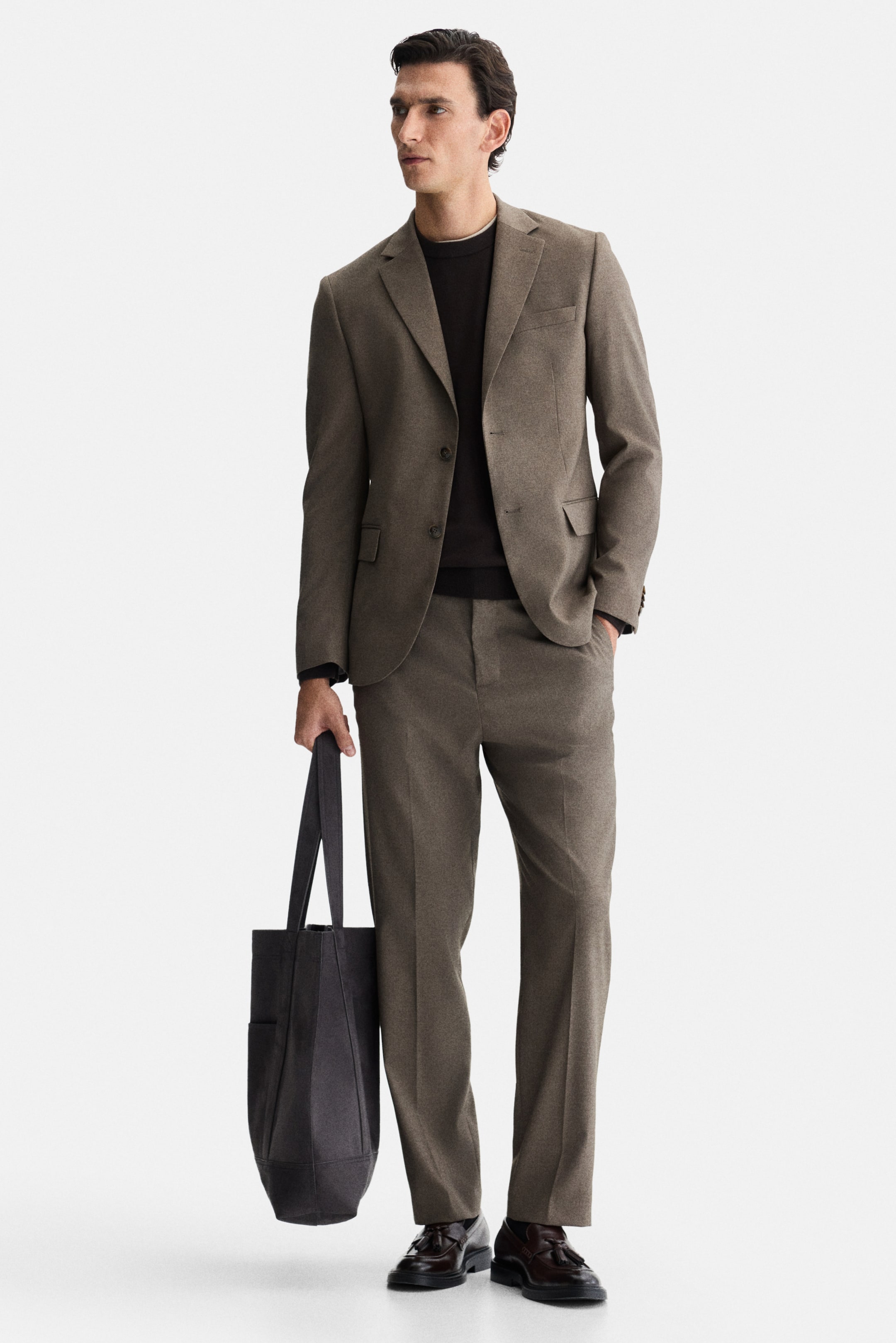 View larger image: Regular-Fit Single-Breasted Jacket - Dark beige - Men | H&M US 2